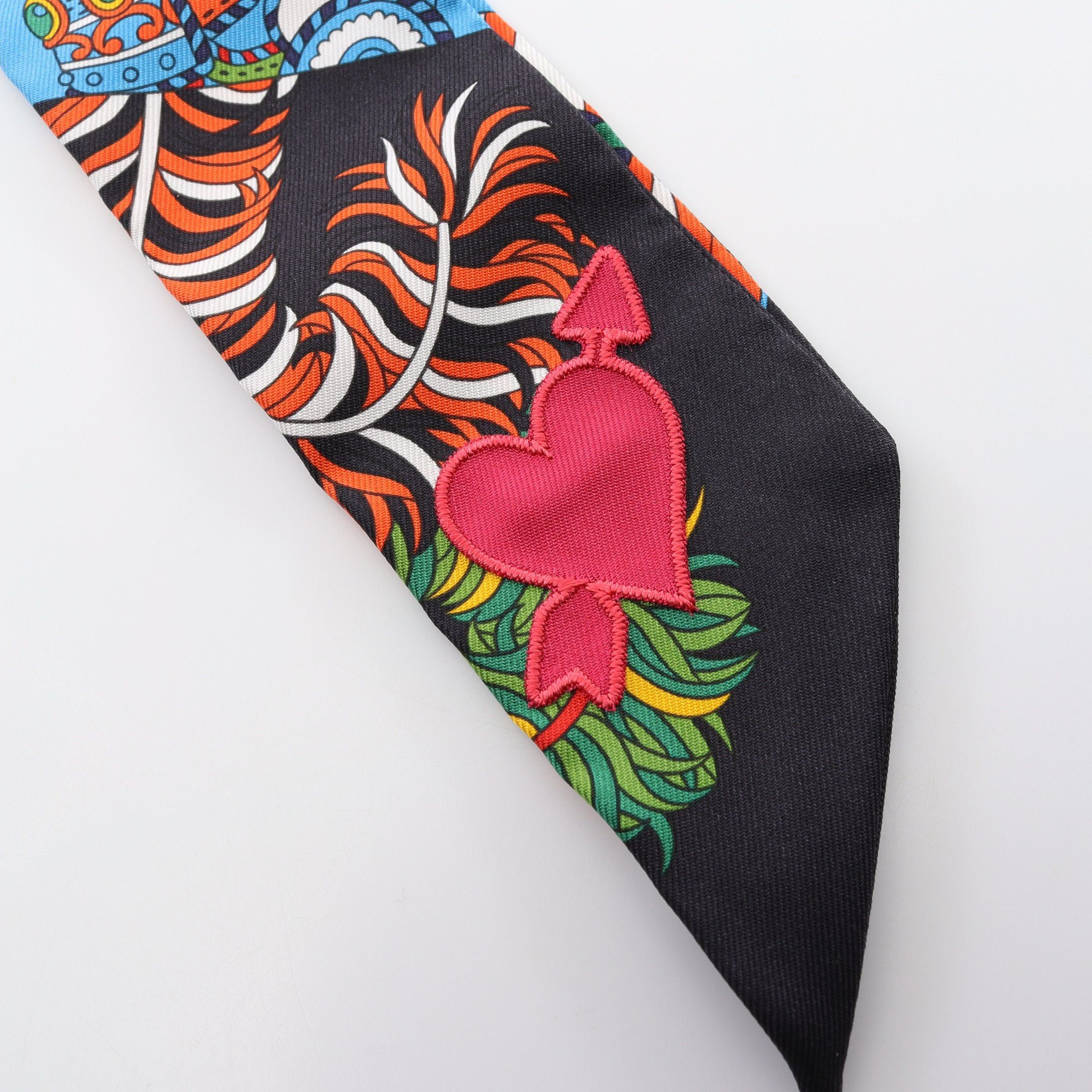 Hermes Hermes Twilly De Aux Duels Vieux Ribbon Scarf Silk Blue Black Multicolor Size ONE SIZE - 6 Thumbnail