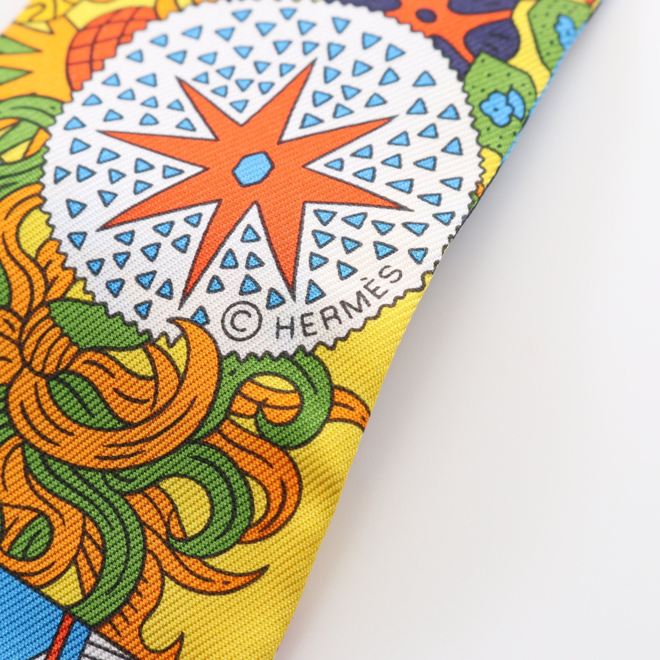 Hermes Hermes Twilly De Aux Duels Vieux Ribbon Scarf Silk Blue Black Multicolor Size ONE SIZE - 2 Thumbnail