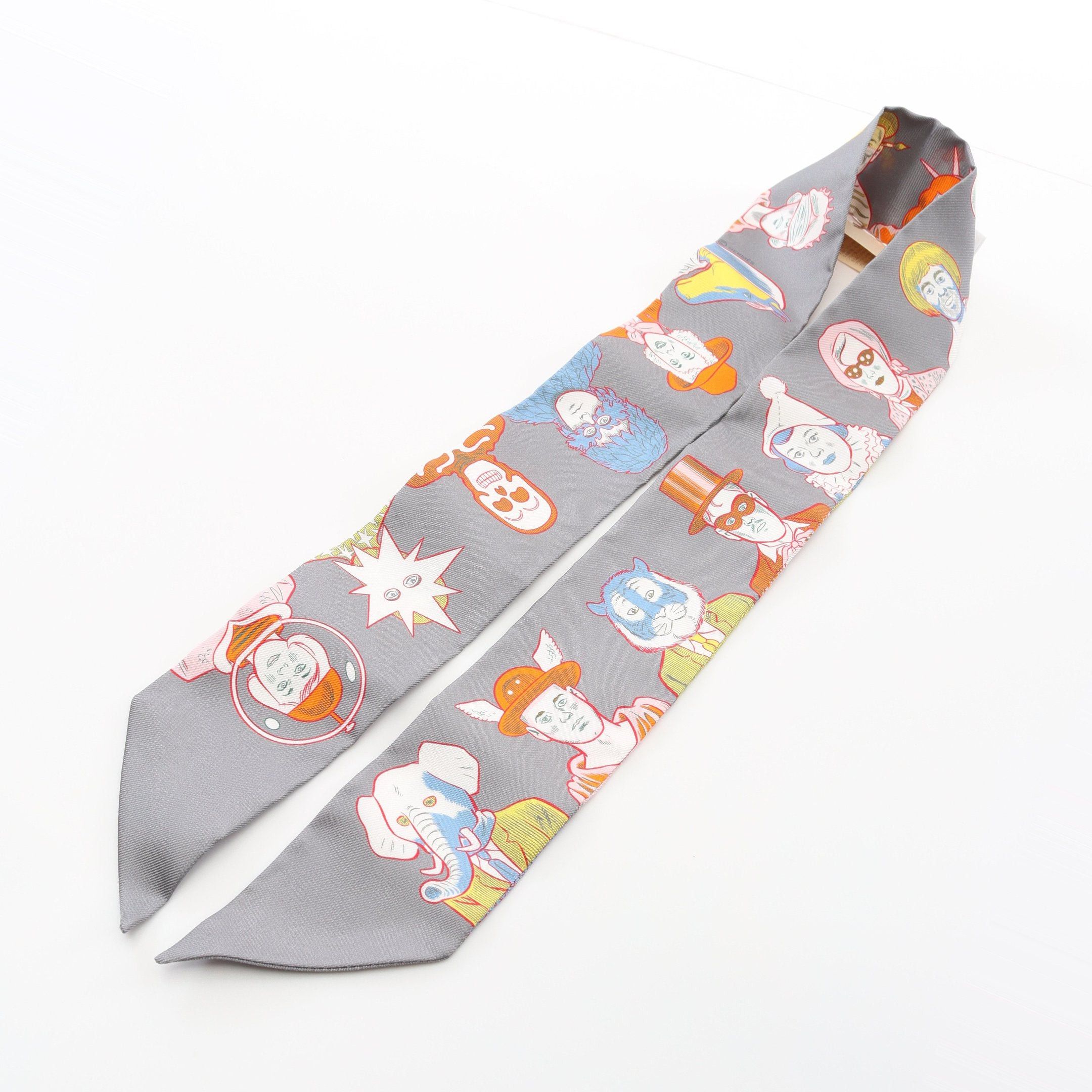 Hermes Hermes Twilly Dress Code Ribbon Scarf Silk Gray Size ONE SIZE - 5 Thumbnail