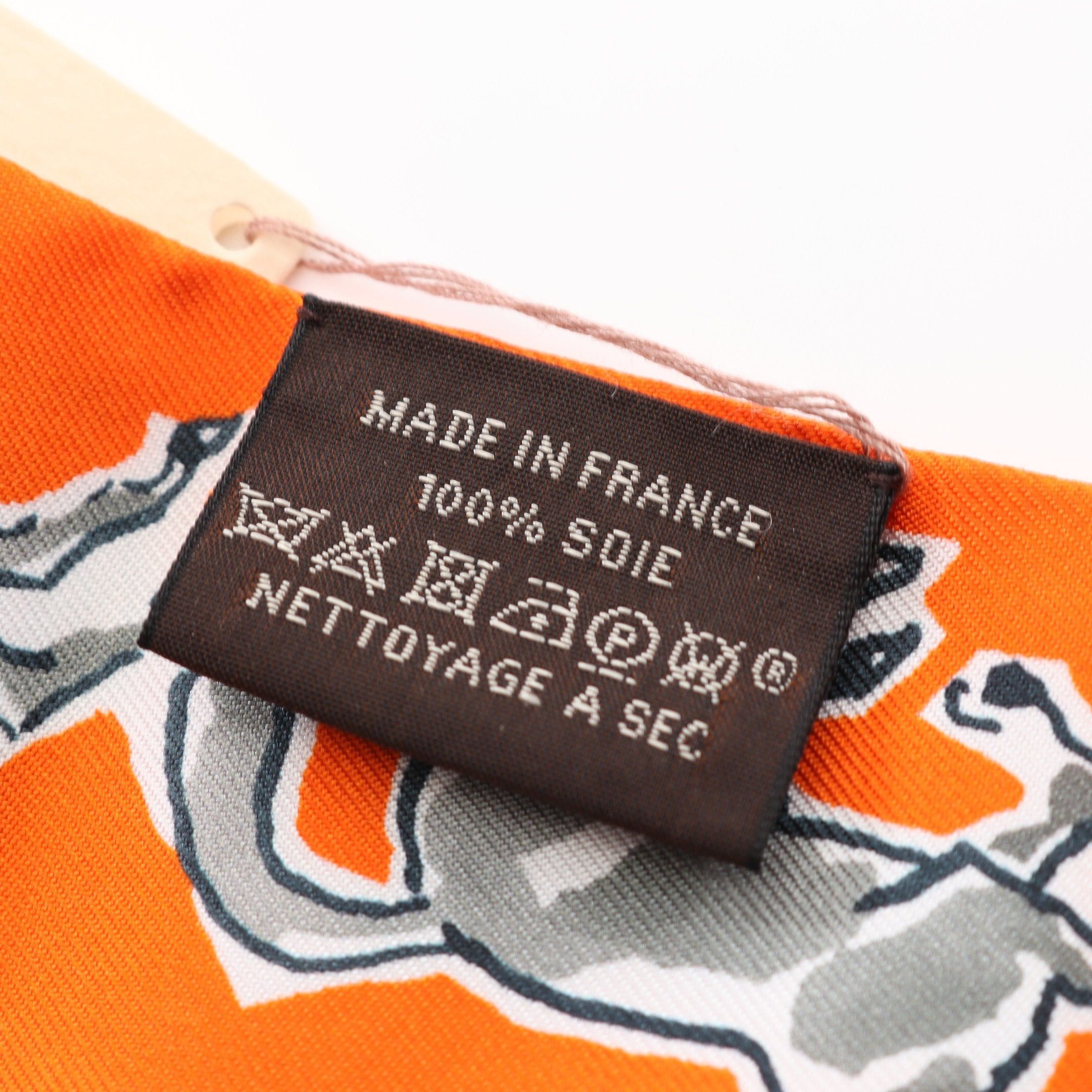 Hermes Hermes Twilly Chevaux En Liberte Ribbon Scarf Silk Orange Multicolor Size ONE SIZE - 3 Thumbnail