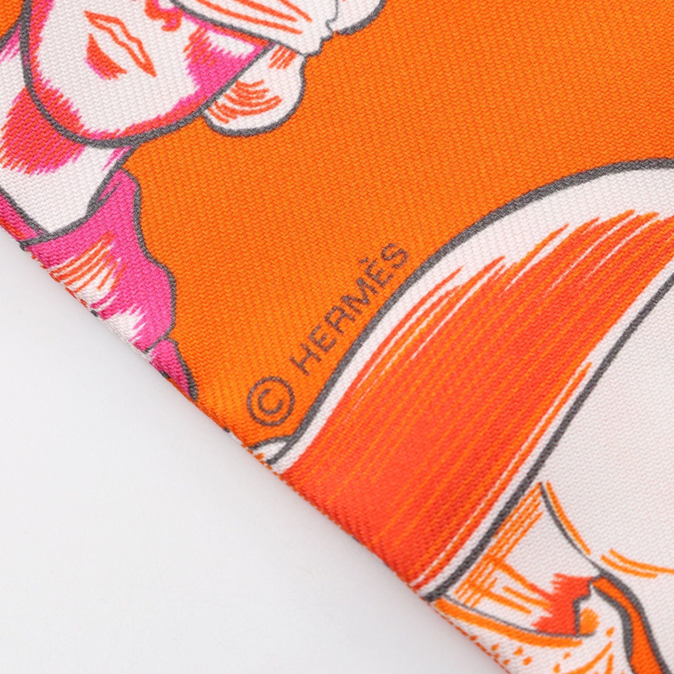 Hermes Hermes Twilly Dress Code Ribbon Scarf Silk Orange Multicolor Size ONE SIZE - 2 Thumbnail