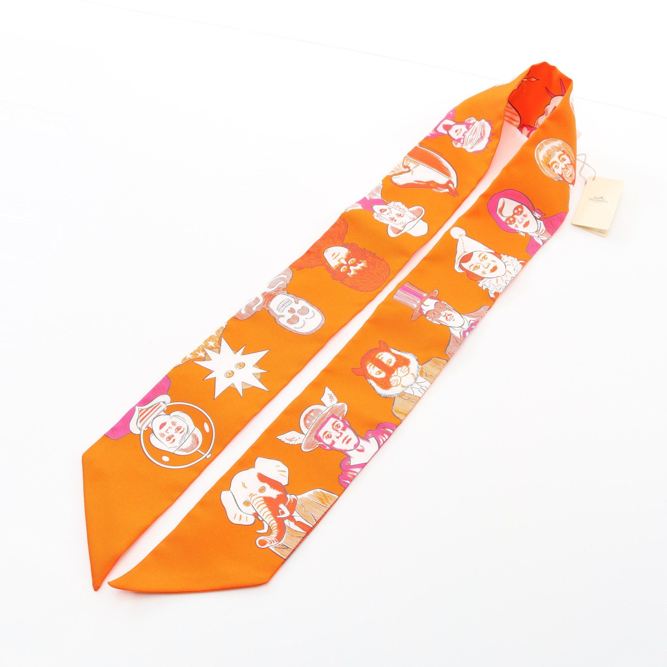 Hermes Hermes Twilly Dress Code Ribbon Scarf Silk Orange Multicolor Size ONE SIZE - 5 Thumbnail