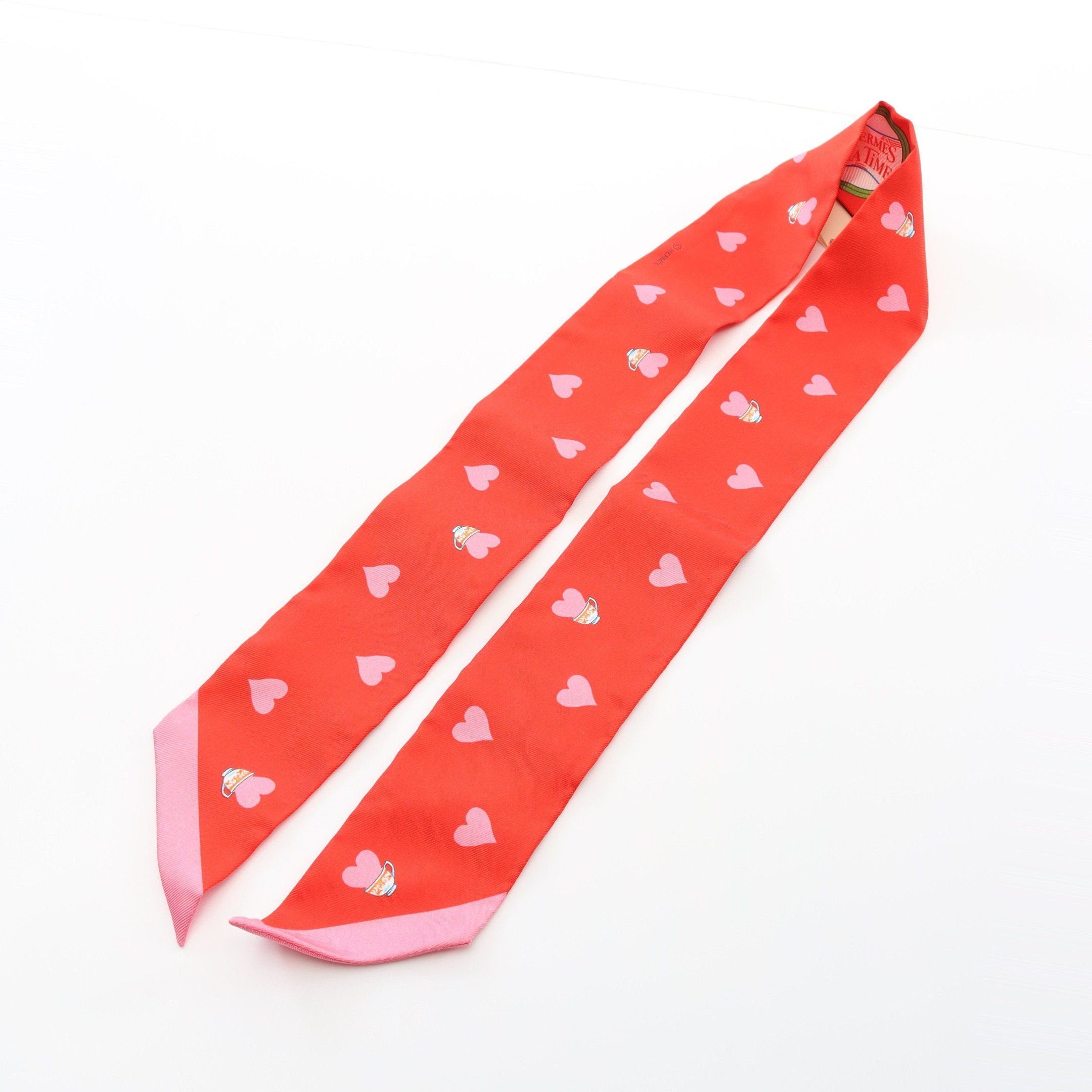 Hermes Hermes Twilly Ribbon Scarf Silk Red Multicolor Size ONE SIZE - 5 Thumbnail