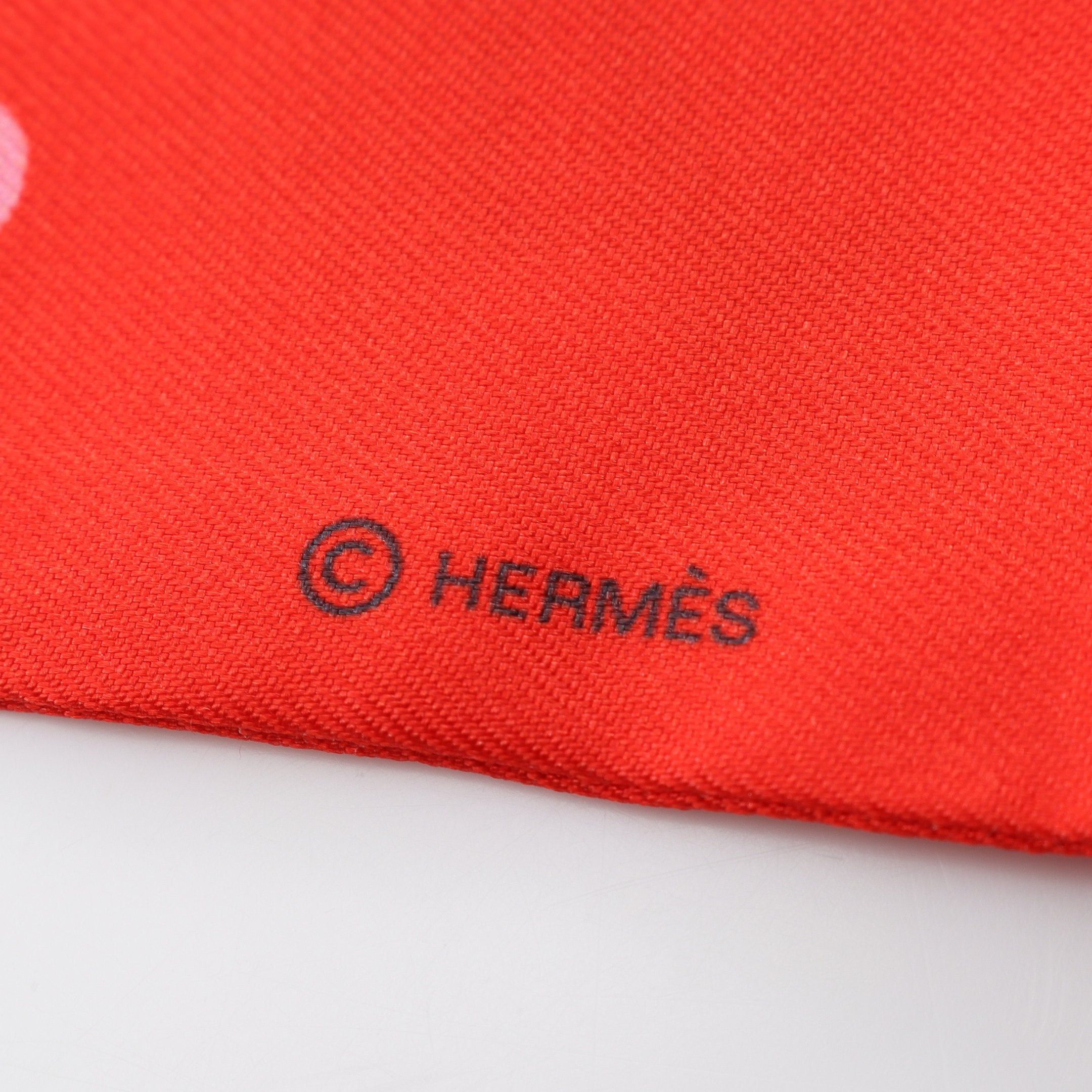 Hermes Hermes Twilly Tea Time Ribbon Scarf Silk Red Multicolor Size ONE SIZE - 2 Thumbnail