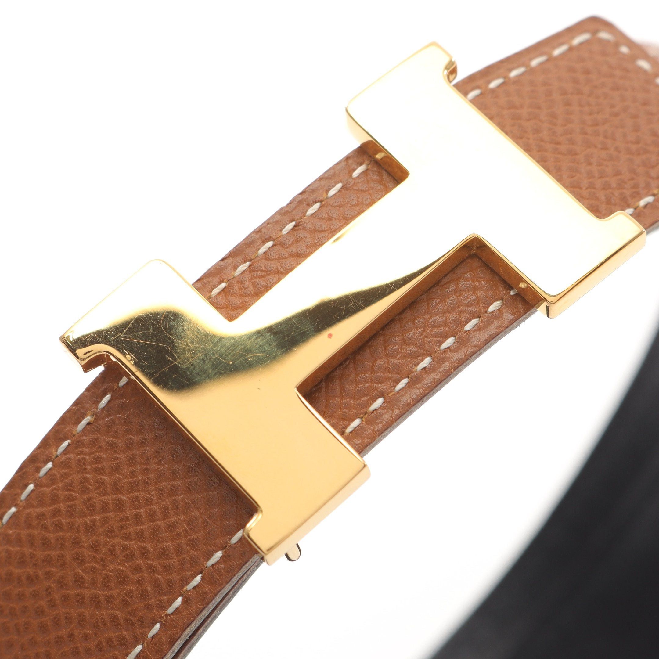 Hermes Hermes Constance H-Belt Belt Leather Black Brown Gold Hardware □ A Stamp Size ONE SIZE - 7 Thumbnail