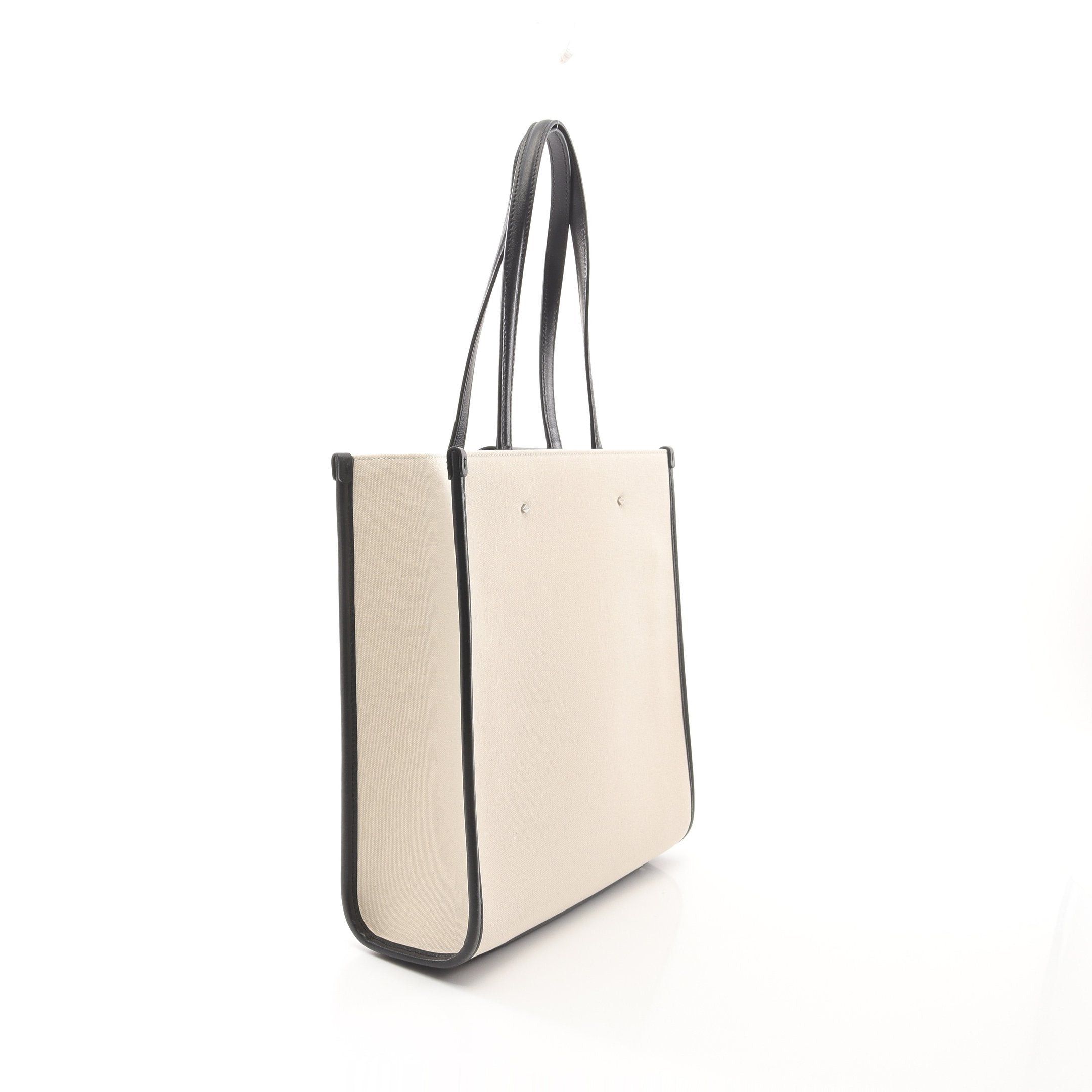 Jimmy Choo Jimmy Choo N/S Tote M Shoulder Bag Canvas Leather Off White Black Size ONE SIZE - 2 Thumbnail