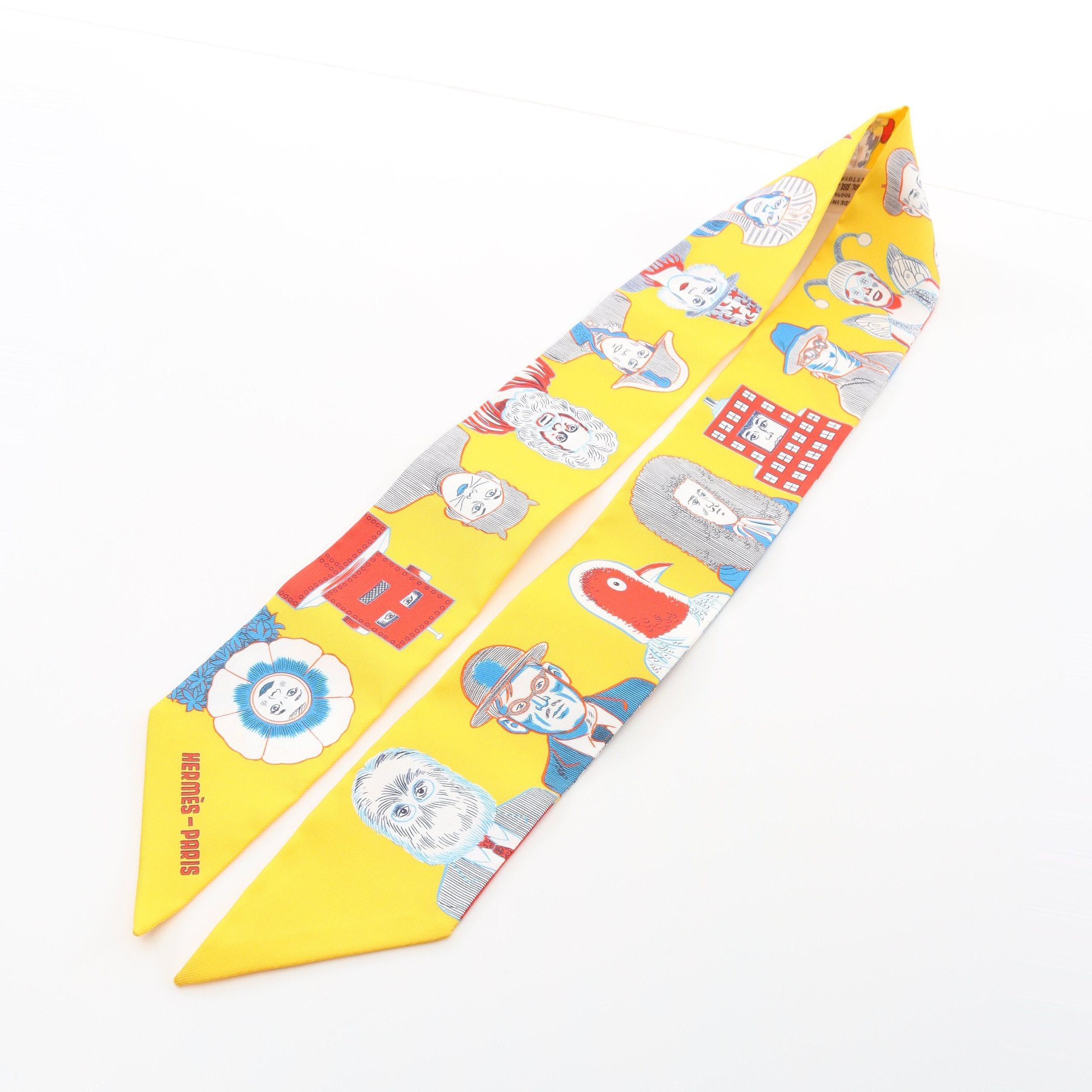 Hermes Hermes Twilly Dress Code Ribbon Scarf Silk Yellow Multicolor Size ONE SIZE - 4 Thumbnail
