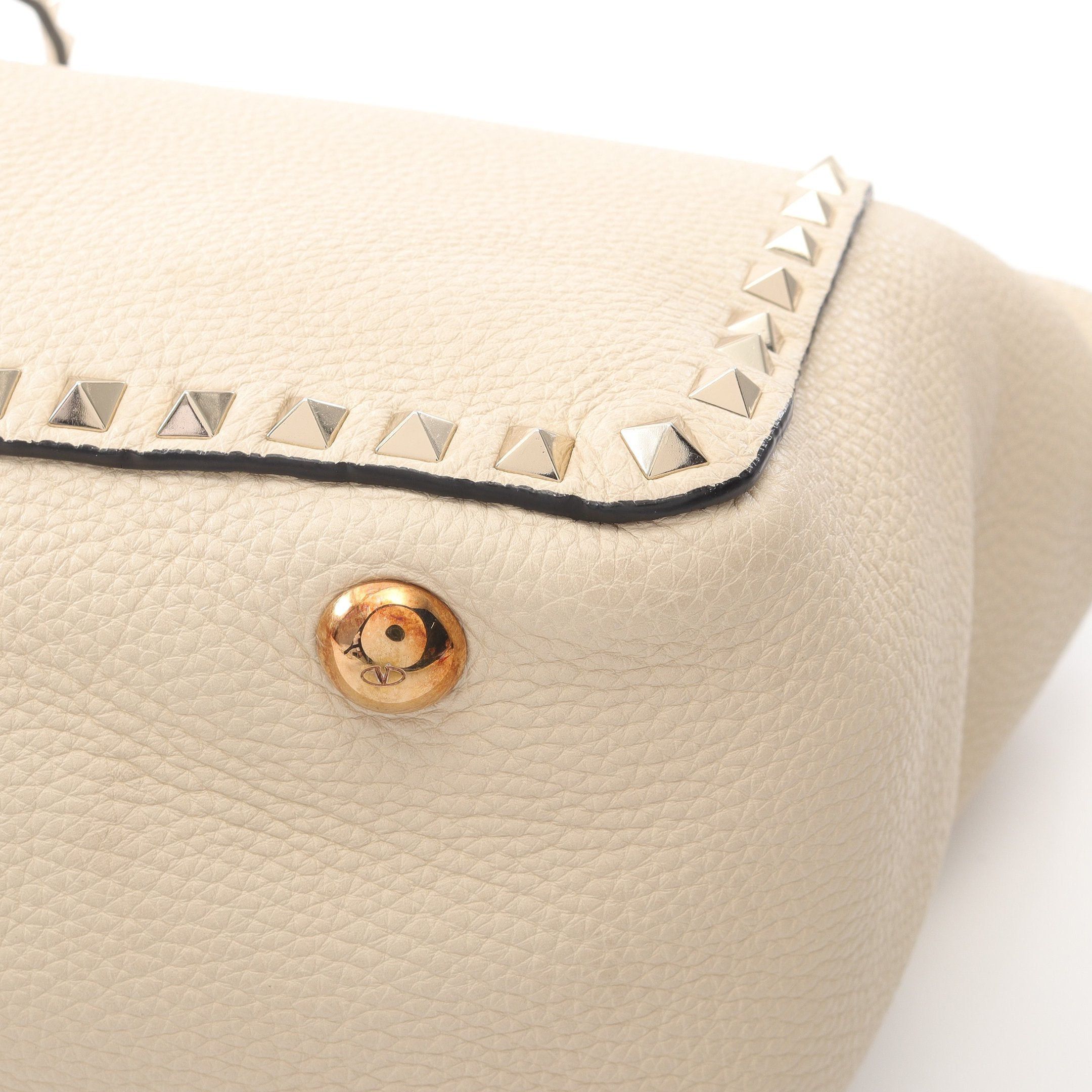 Valentino Valentino Rockstud Handbag Tote Bag Leather Off White Size ONE SIZE - 10 Thumbnail