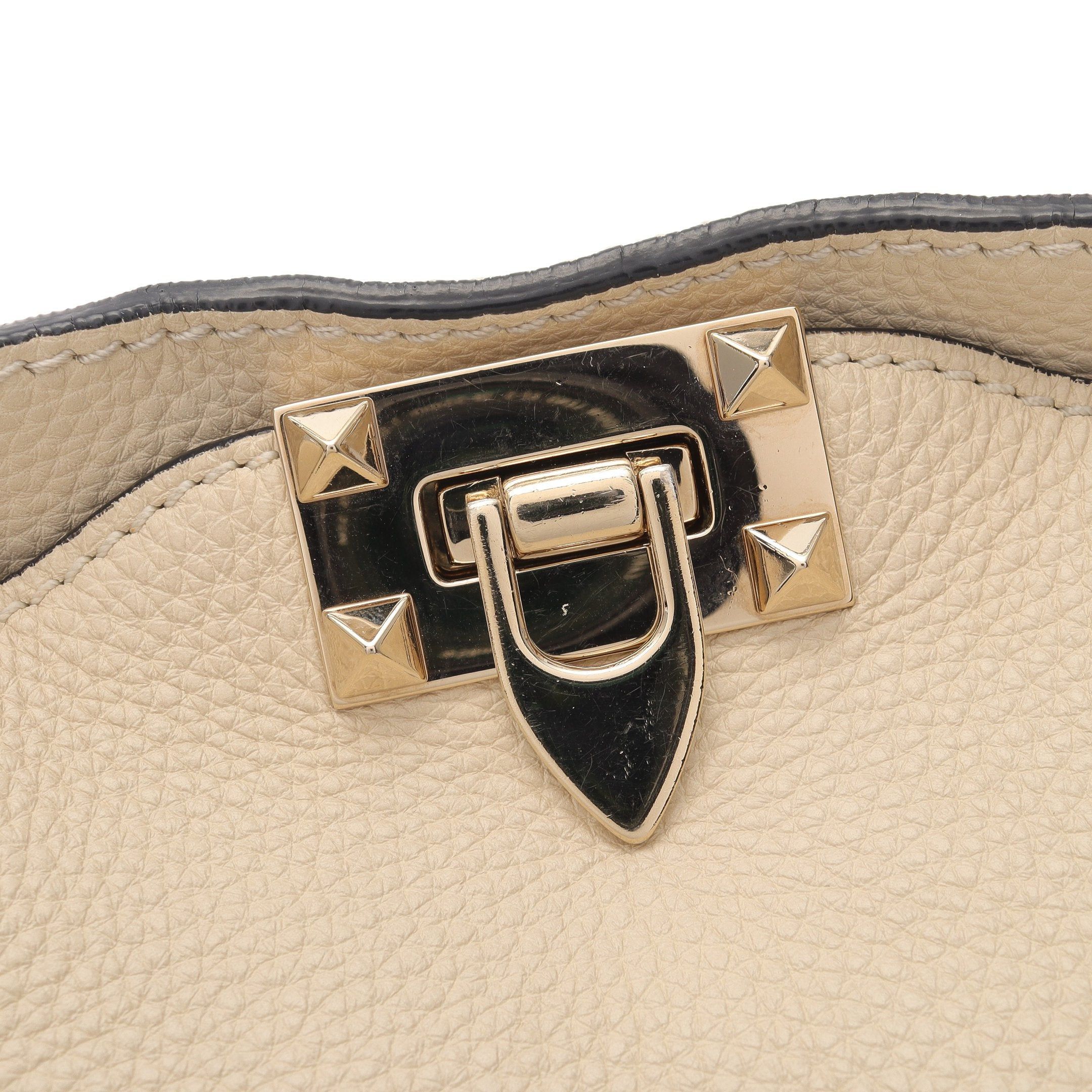 Valentino Valentino Rockstud Handbag Tote Bag Leather Off White Size ONE SIZE - 8 Thumbnail
