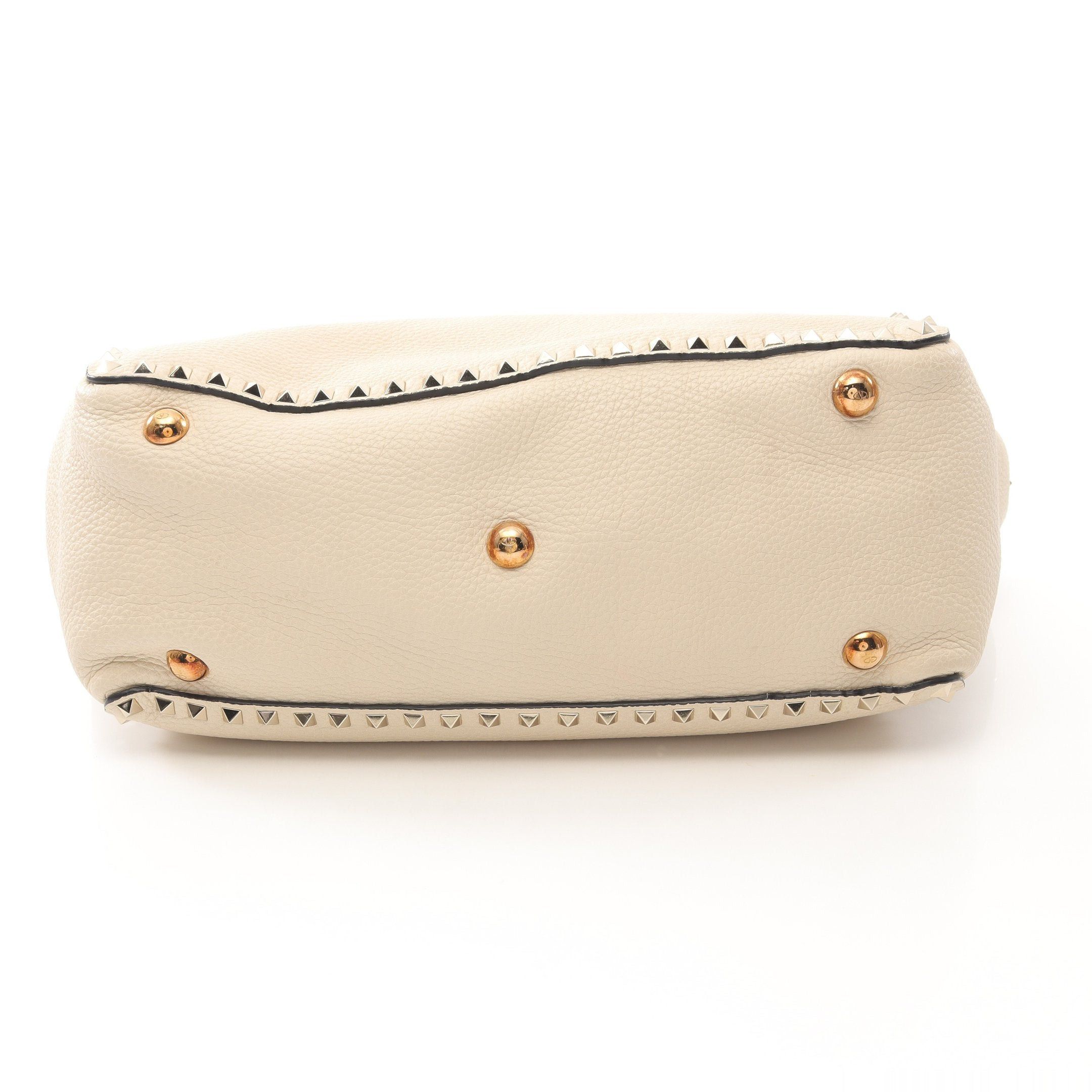 Valentino Valentino Rockstud Handbag Tote Bag Leather Off White Size ONE SIZE - 12 Thumbnail