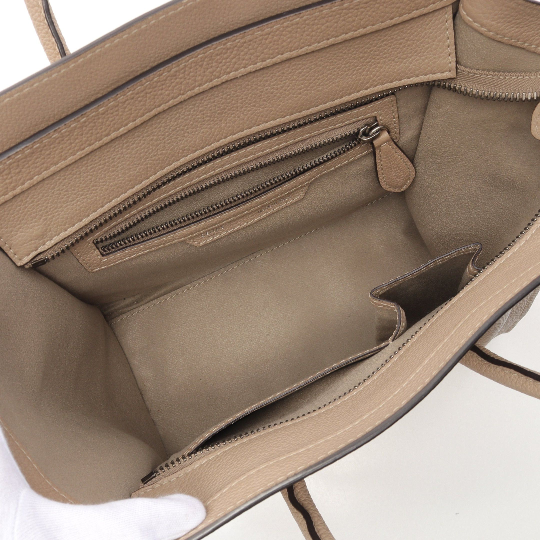 Celine Celine Luggage Micro Shopper Handbag Tote Bag Leather Gray Brown Size ONE SIZE - 3 Thumbnail