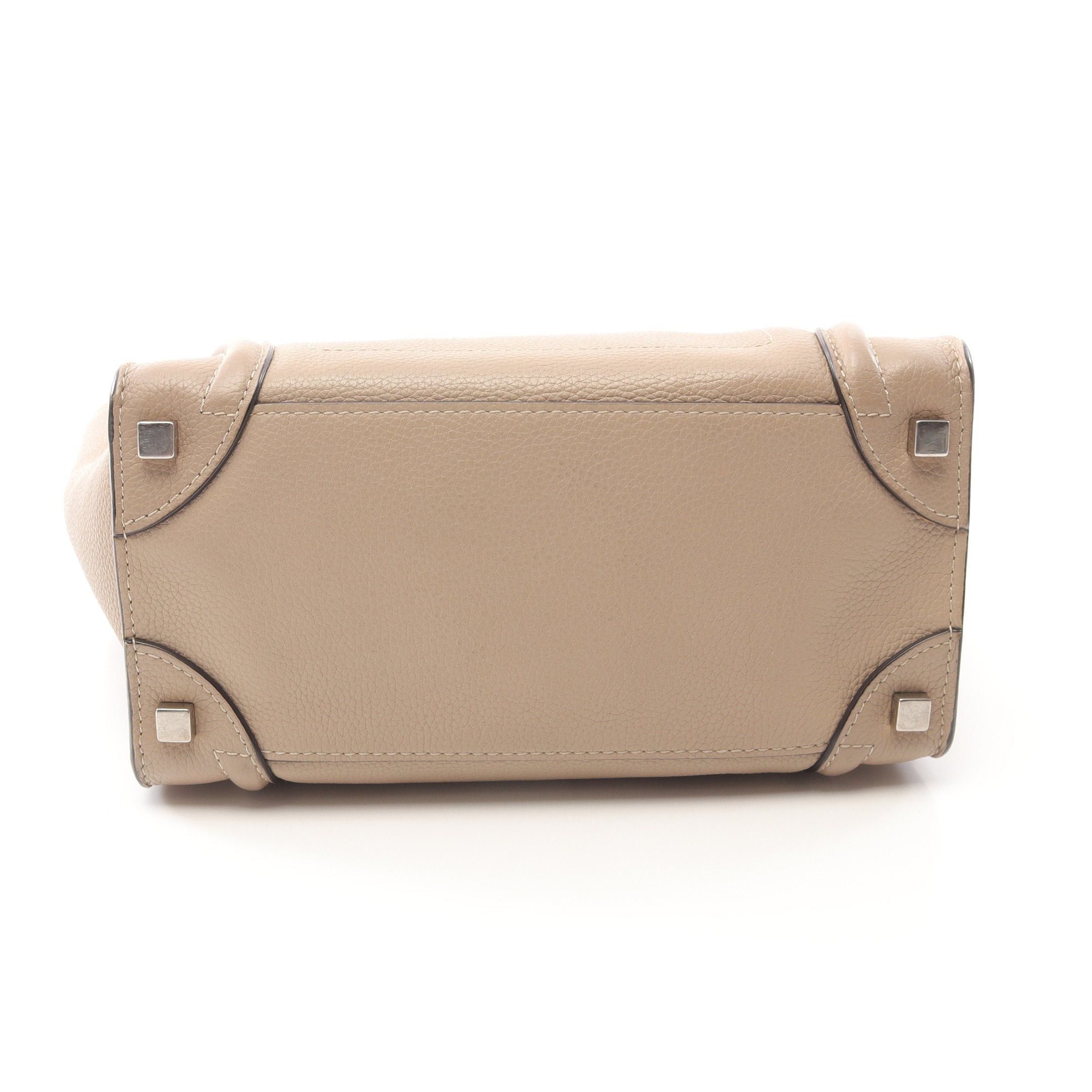 Celine Celine Luggage Micro Shopper Handbag Tote Bag Leather Gray Brown Size ONE SIZE - 9 Thumbnail