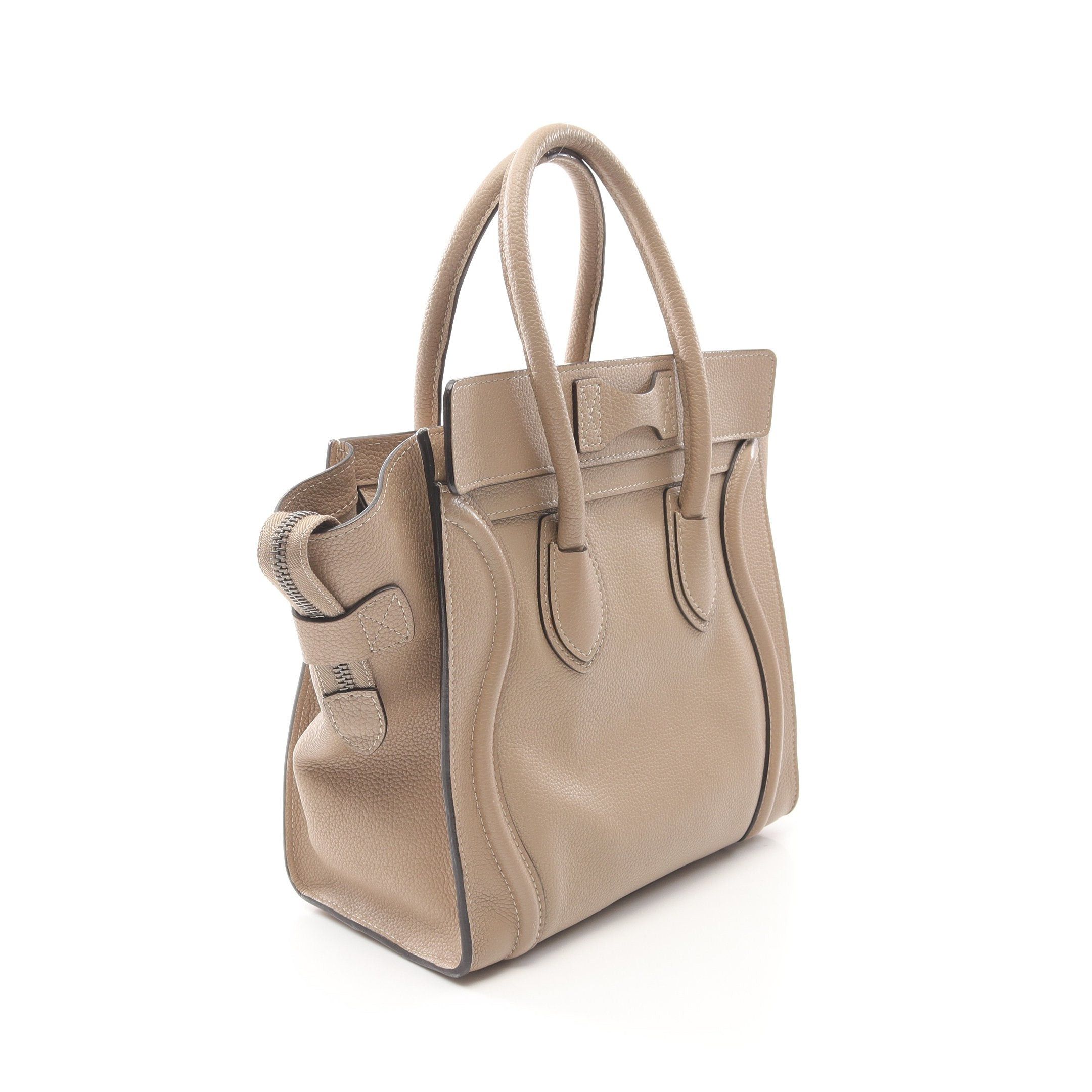 Celine Celine Luggage Micro Shopper Handbag Tote Bag Leather Gray Brown Size ONE SIZE - 2 Thumbnail