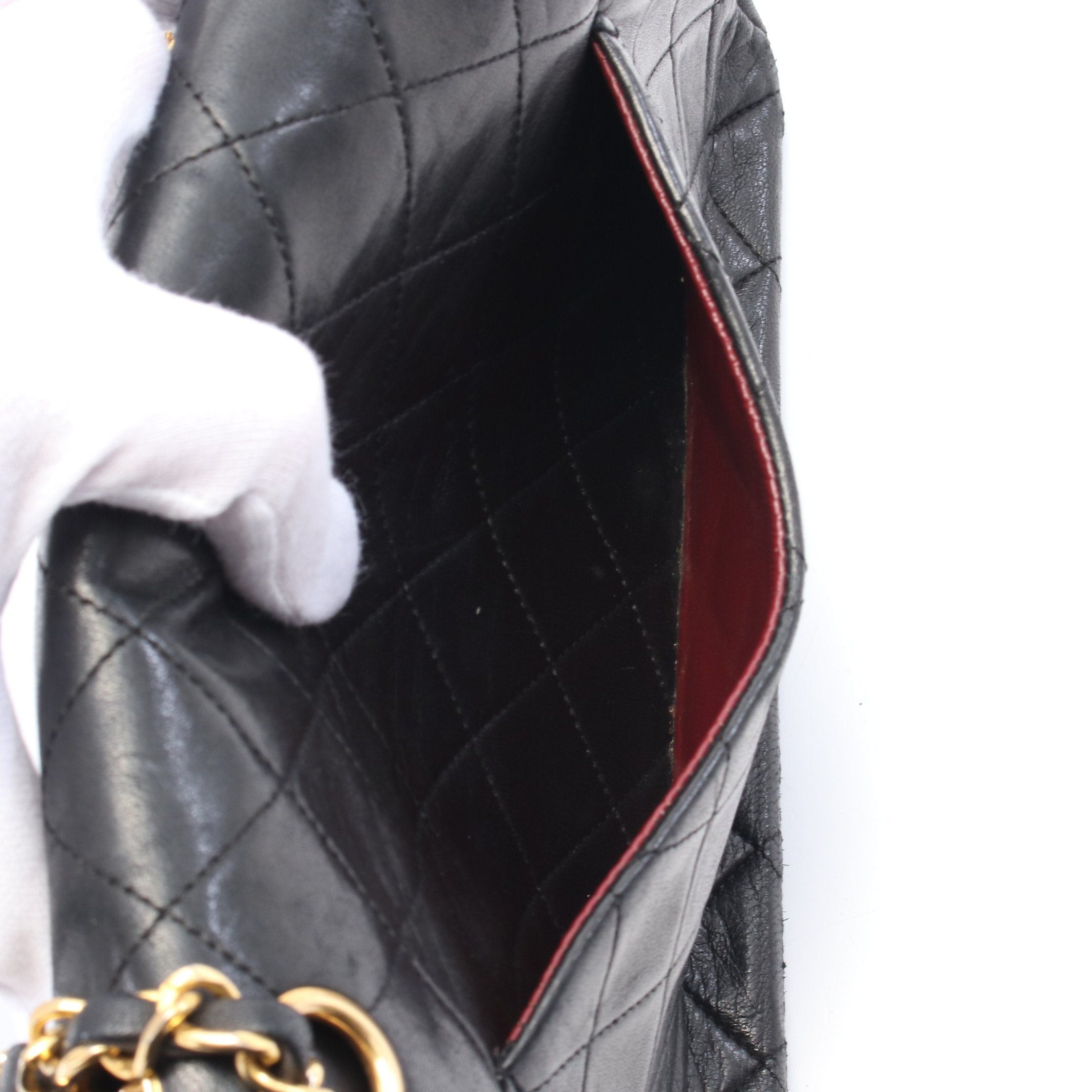 Chanel Chanel Matelasse Double Flap Chain Shoulder Bag Lambskin Black Gold Hardware Size ONE SIZE - 8 Thumbnail