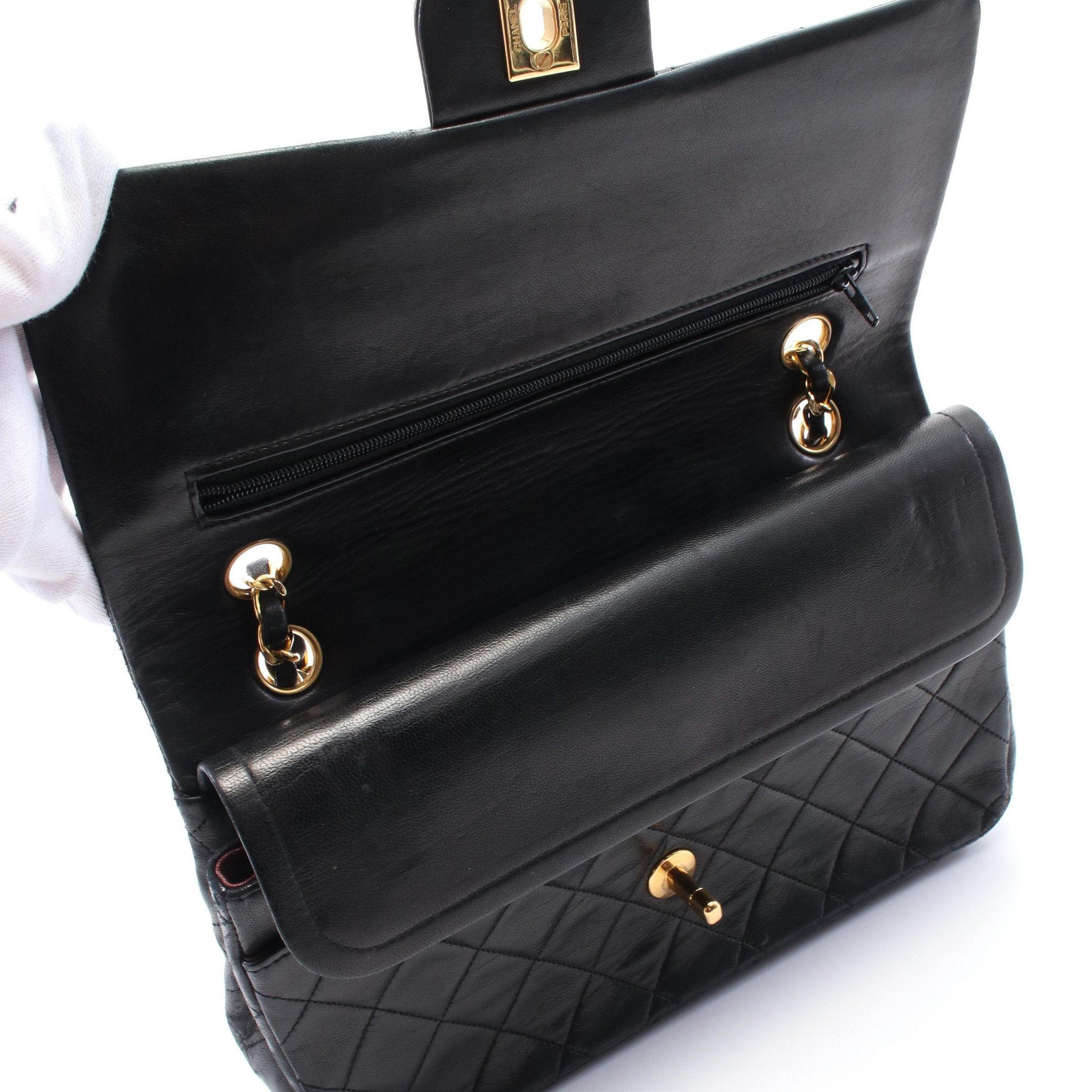 Chanel Chanel Matelasse Double Flap Chain Shoulder Bag Lambskin Black Gold Hardware Size ONE SIZE - 5 Thumbnail