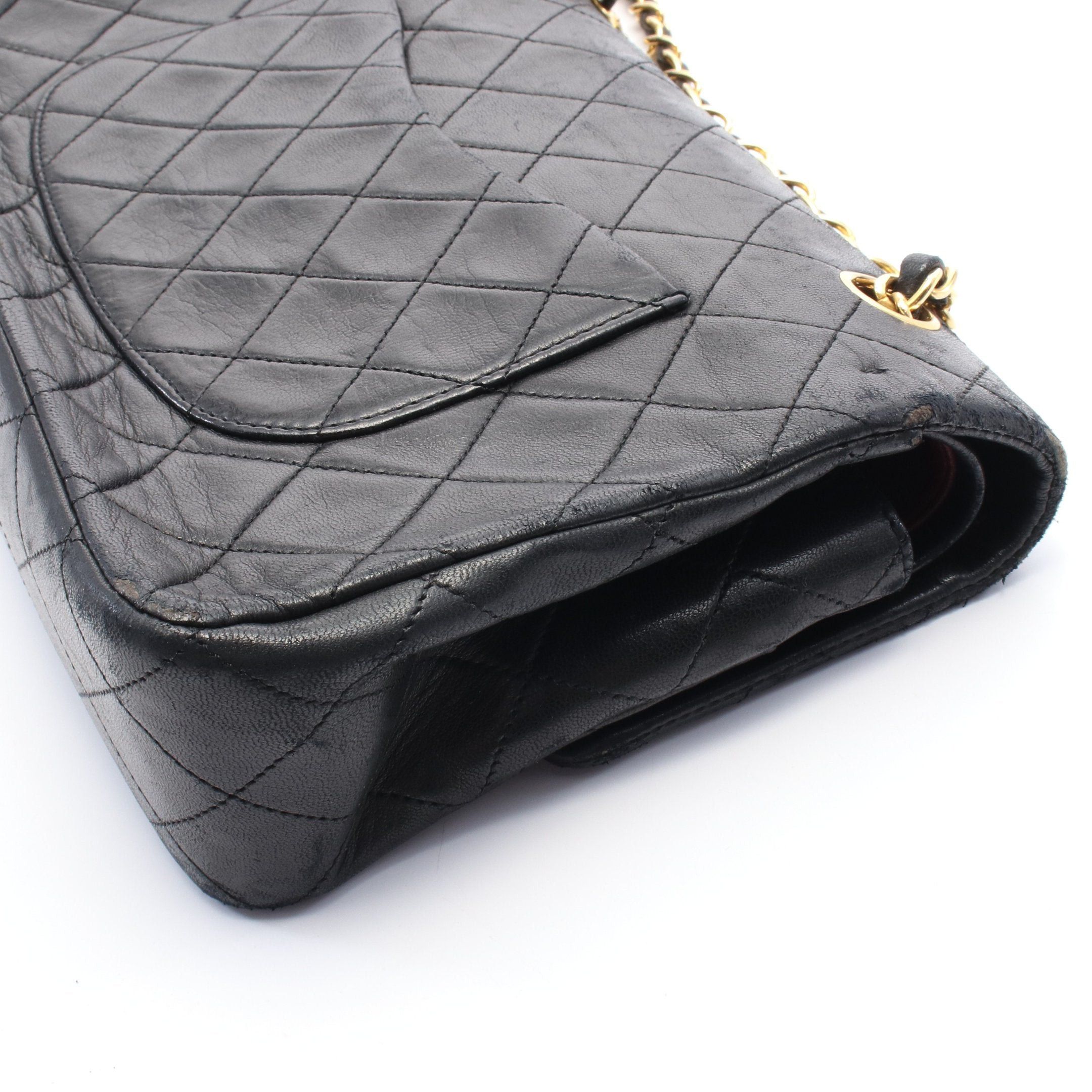 Chanel Chanel Matelasse Double Flap Chain Shoulder Bag Lambskin Black Gold Hardware Size ONE SIZE - 10 Thumbnail
