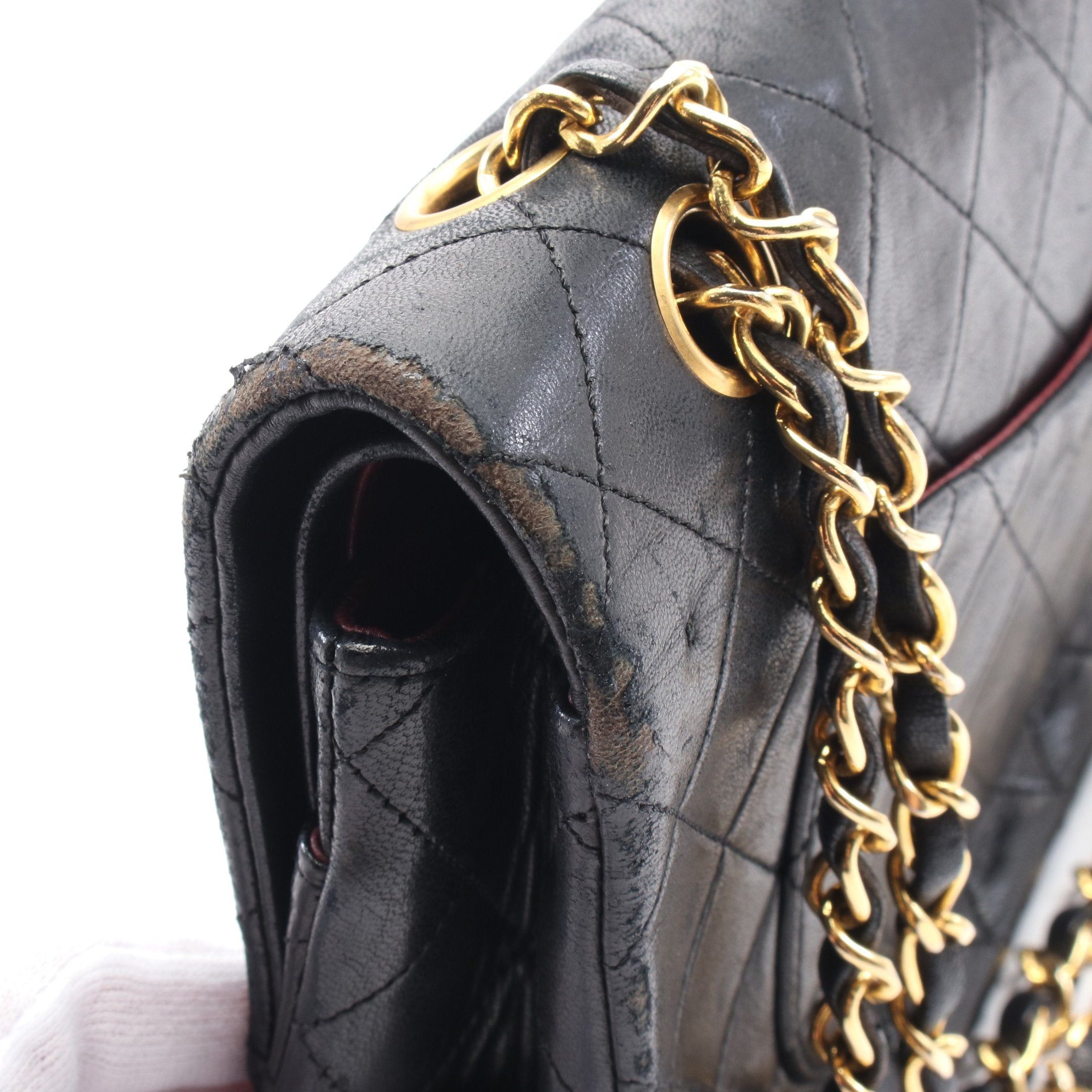 Chanel Chanel Matelasse Double Flap Chain Shoulder Bag Lambskin Black Gold Hardware Size ONE SIZE - 7 Thumbnail