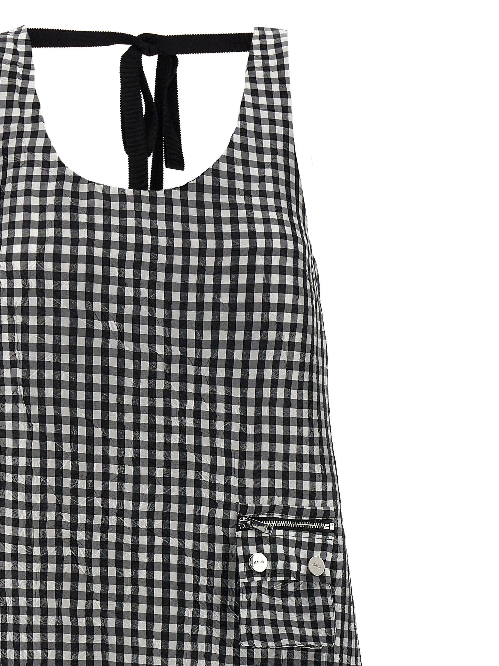 Ganni 'Crinkled Check Long' Dress Size XS / US 0-2 / IT 36-38 - 3 Thumbnail