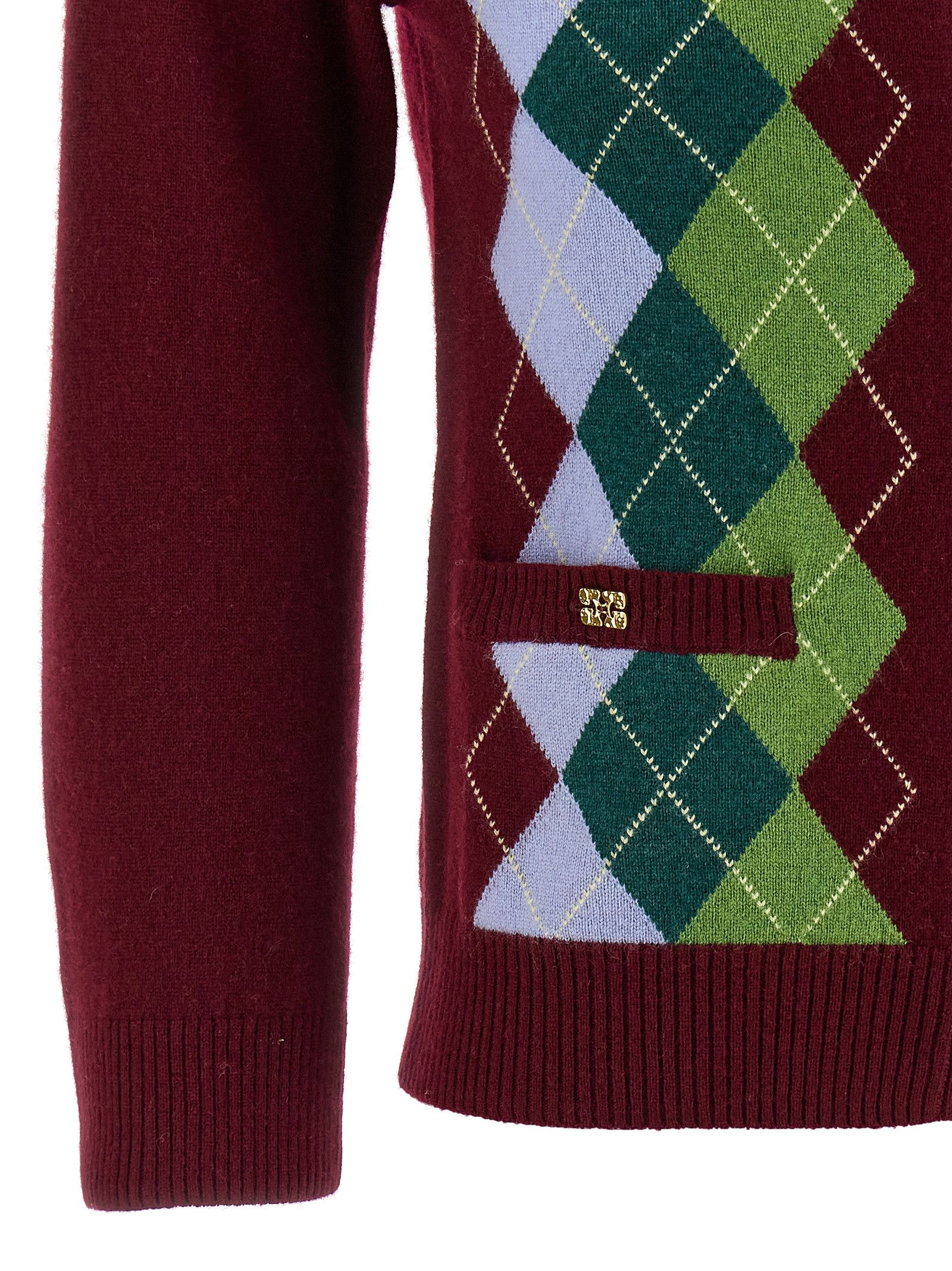 Ganni 'Burgundy Check' Cardigan Size S / US 4 / IT 40 - 4 Thumbnail