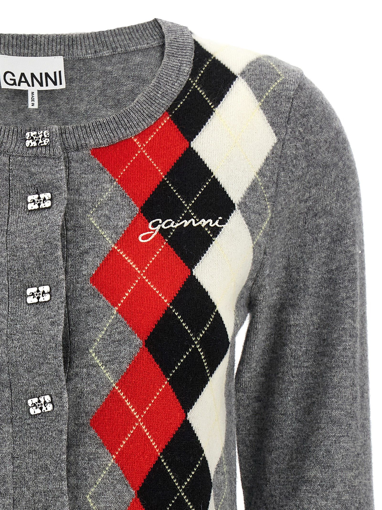 Ganni 'Grey Check' Cardigan Size XS / US 0-2 / IT 36-38 - 3 Thumbnail
