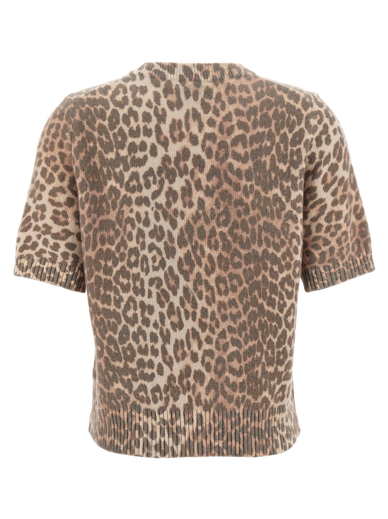 Ganni 'Leopard Wool Mix' T-Shirt Size XS / US 0-2 / IT 36-38 - 2 Thumbnail