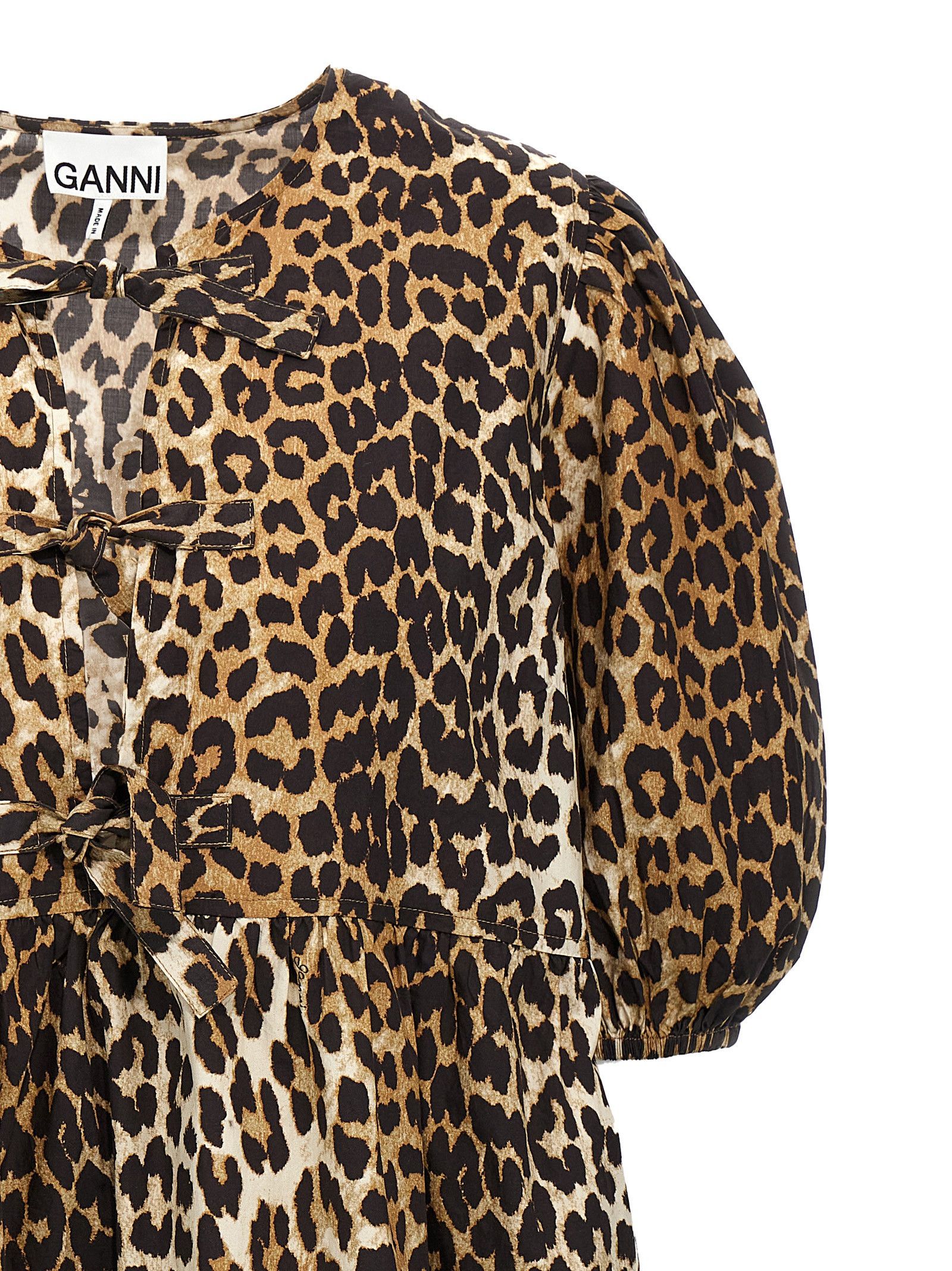 Ganni Leopard Poplin Dress Size XS / US 0-2 / IT 36-38 - 3 Thumbnail
