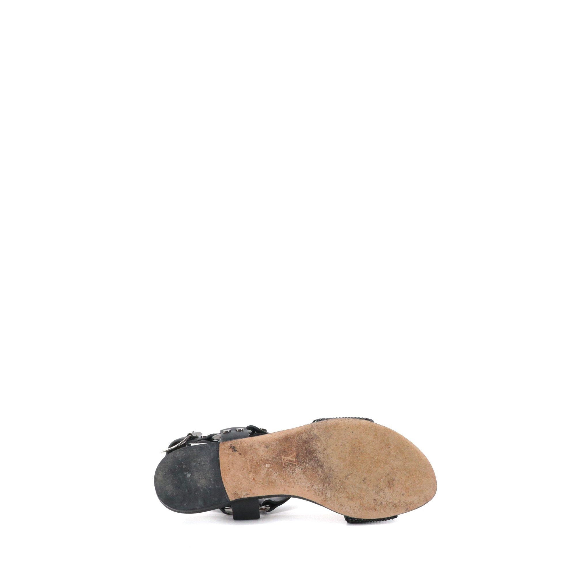 Louis Vuitton LOUIS VUITTON - Louis Vuitton sandals in black leather (size 36) Size US 5 / IT 35 - 3 Thumbnail