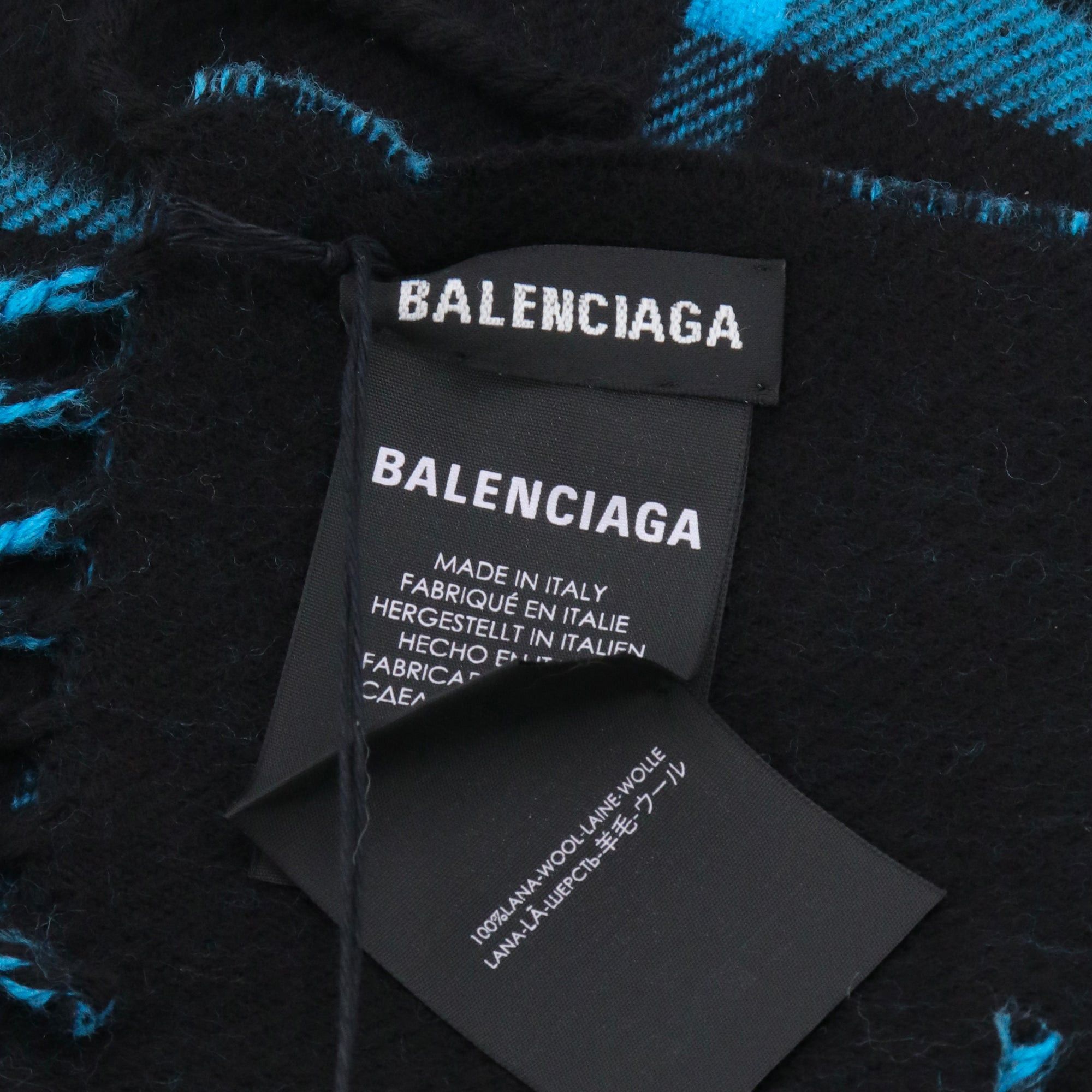 Balenciaga BALENCIAGA - Balenciaga black and blue wool scarf Size ONE SIZE - 6 Thumbnail