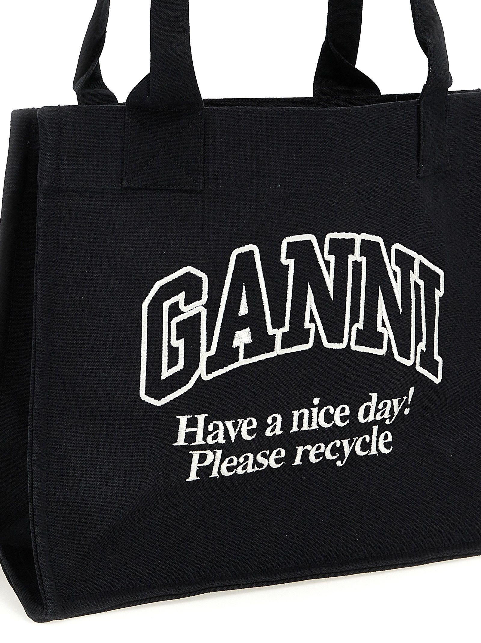 Ganni 'Large Easy Shopper Contrasted Logo' Shopping Bag Size ONE SIZE - 3 Thumbnail