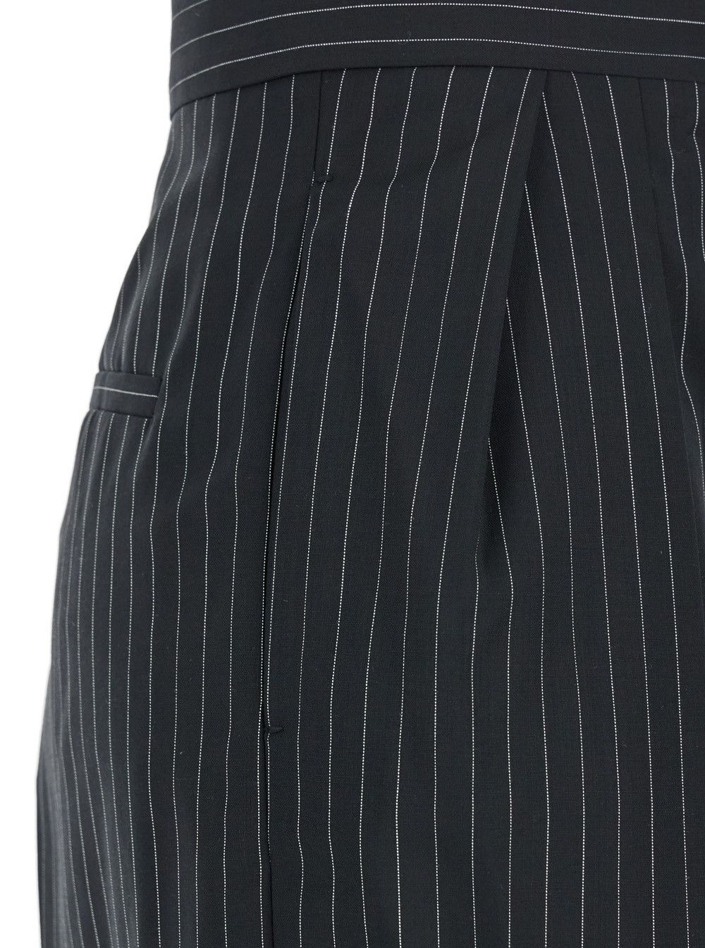 Max Mara 'Sesamo' Black Pants with Front Concealed Closure and All-Over Striped Motif in Wool Woman Size 28" / US 6 / IT 42 - 3 Thumbnail