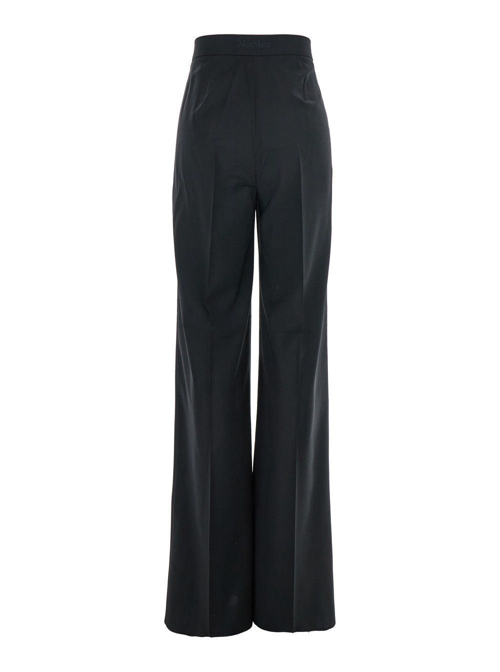 Max Mara 'Fernet' Black Pants with Wide Leg and Logo Lettering on the Rear in Wool Woman Size 30" / US 8 / IT 44 - 2 Thumbnail