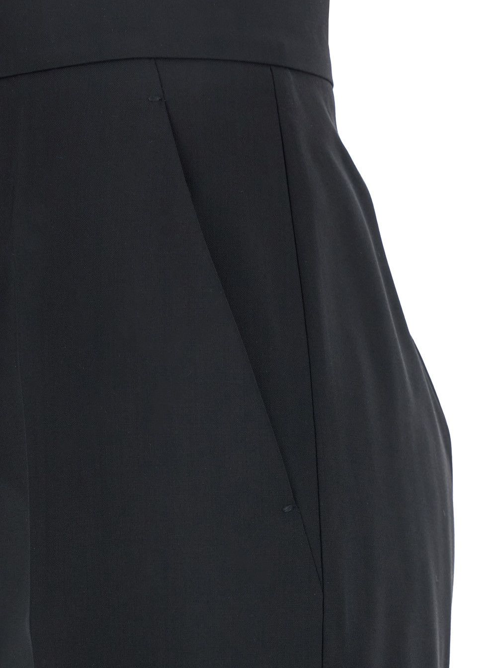 Max Mara 'Fernet' Black Pants with Wide Leg and Logo Lettering on the Rear in Wool Woman Size 30" / US 8 / IT 44 - 3 Thumbnail