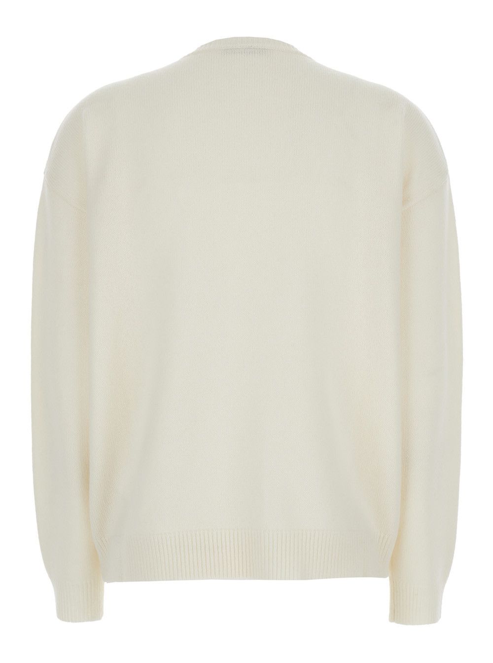 Max Mara 'Zurlo' White Sweater with Dropped Shoulders and Logo Embroidery on the Front in Wool and Cashmere Woman Size XS / US 0-2 / IT 36-38 - 2 Thumbnail