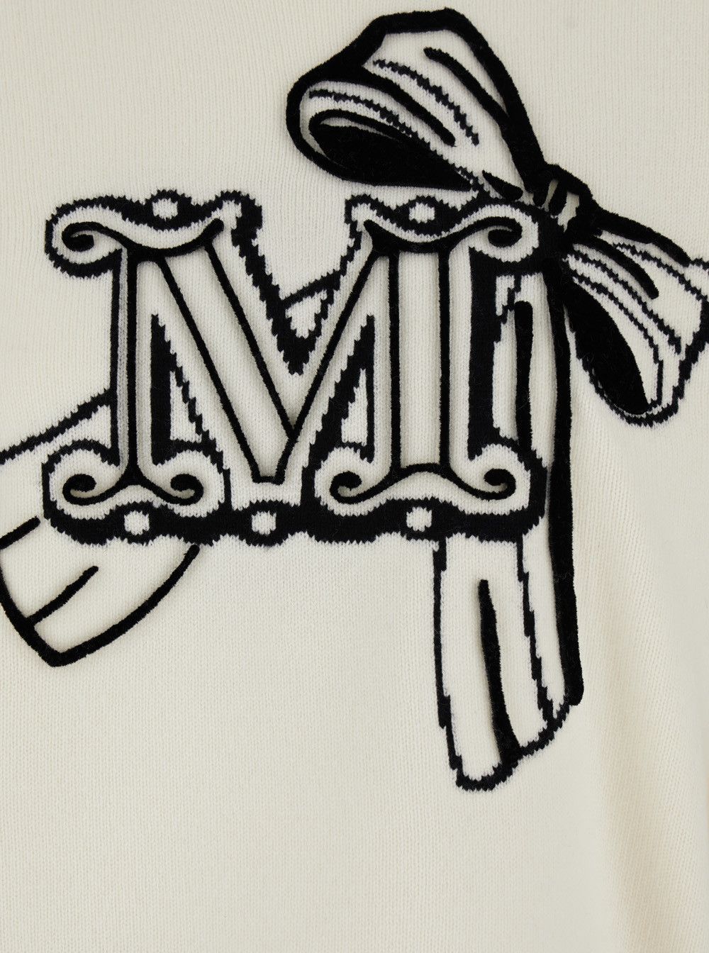 Max Mara 'Zurlo' White Sweater with Dropped Shoulders and Logo Embroidery on the Front in Wool and Cashmere Woman Size XS / US 0-2 / IT 36-38 - 3 Thumbnail