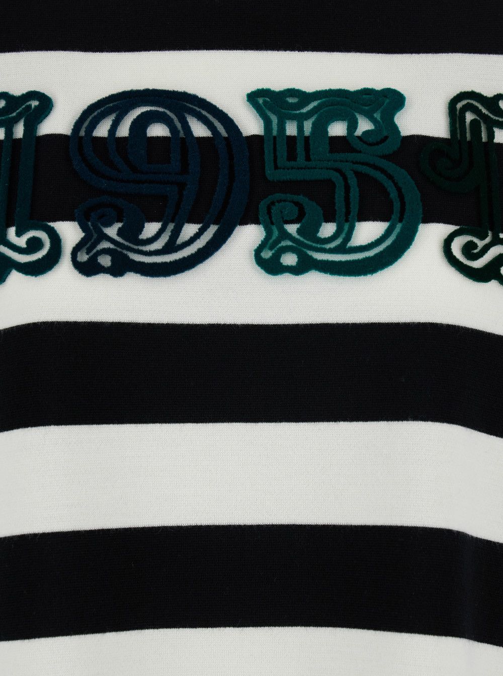 Max Mara 'Viterbo' Black and White Crewneck Sweater with Embroidery on the Front and All-Over Striped Motif in Wool Woman Size M / US 6-8 / IT 42-44 - 3 Thumbnail