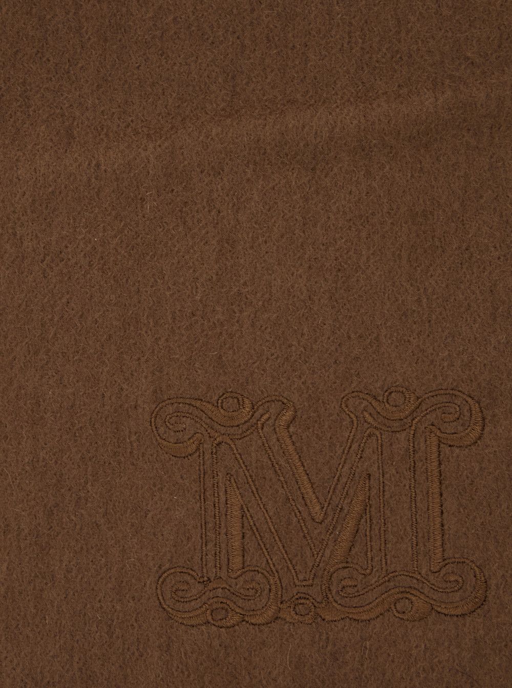 Max Mara 'Dalia' Brown Rectangular Scarf with Logo Embroidery on the Front and Fringed Hem in Cashmere Woman Size ONE SIZE - 3 Thumbnail