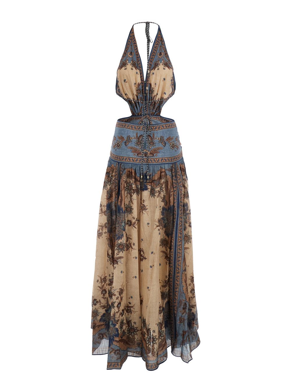 Zimmermann 'Ascension' Multicolor Sleeveless Long Dress with Halterneck and All-Over Print in Cotton Woman Size S / US 4 / IT 40 - 2 Thumbnail