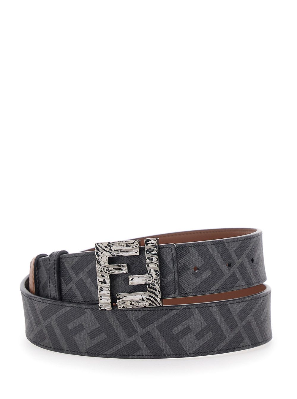 Fendi Brown Reversible Belt with FF Buckle Closure in Leather Man Size ONE SIZE - 4 Thumbnail