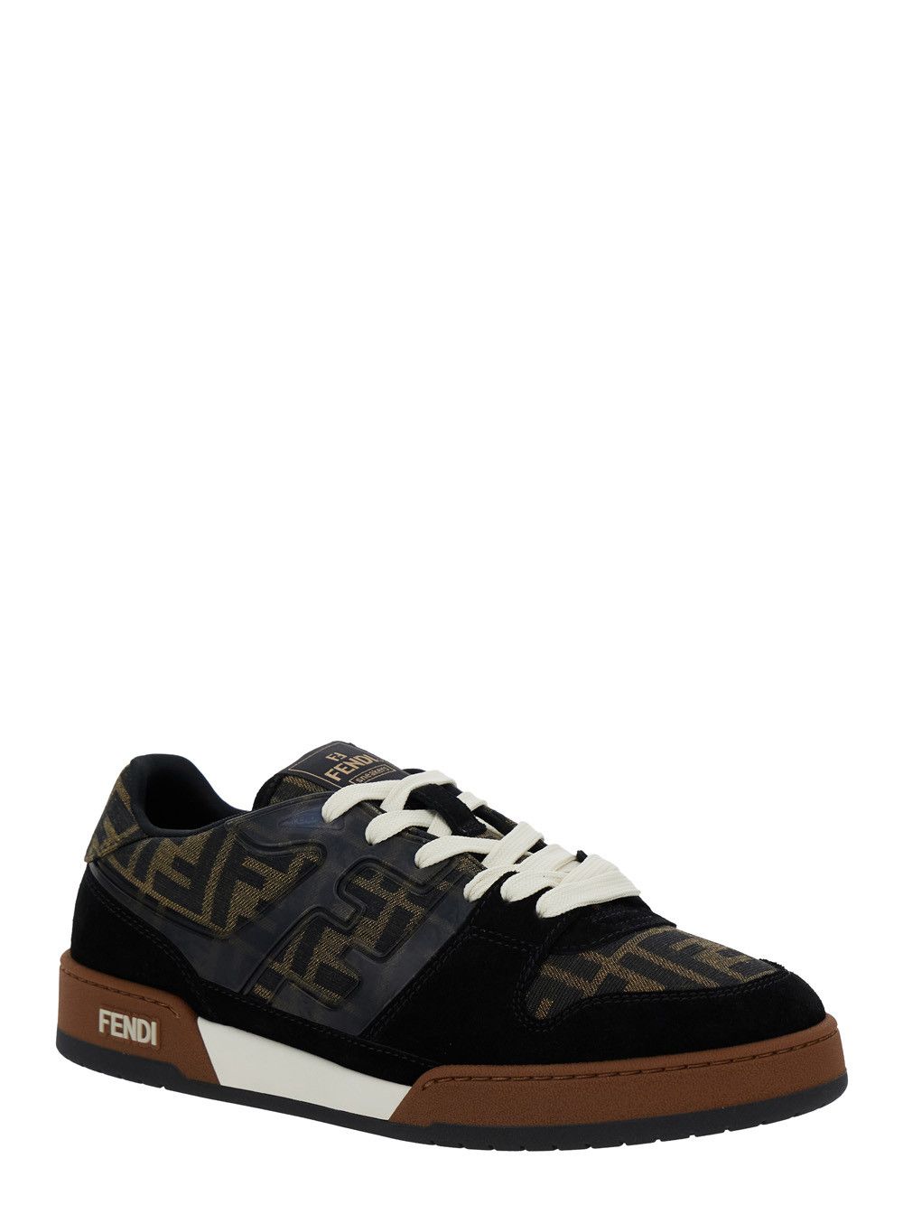Fendi 'Match' Brown Sneakers with Logo Patch on the Tongue and All-Over FF Motif in Leather Man Size US 6 / EU 39 - 2 Thumbnail