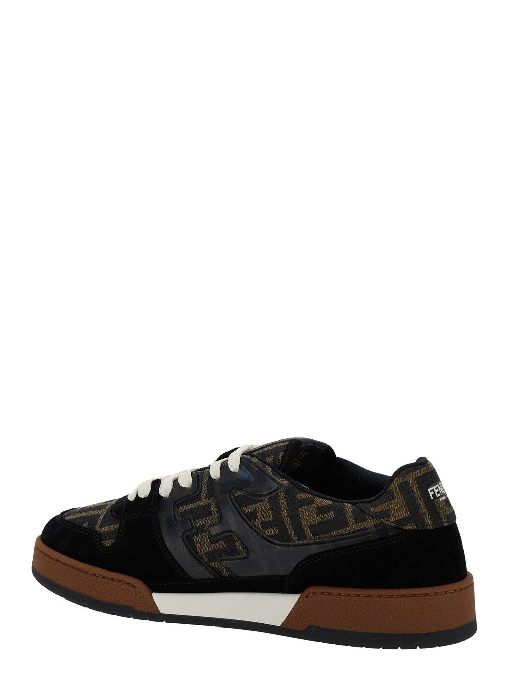 Fendi 'Match' Brown Sneakers with Logo Patch on the Tongue and All-Over FF Motif in Leather Man Size US 6 / EU 39 - 3 Thumbnail