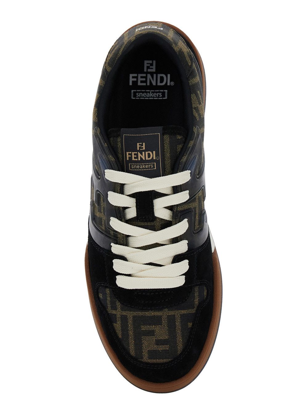 Fendi 'Match' Brown Sneakers with Logo Patch on the Tongue and All-Over FF Motif in Leather Man Size US 6 / EU 39 - 4 Thumbnail
