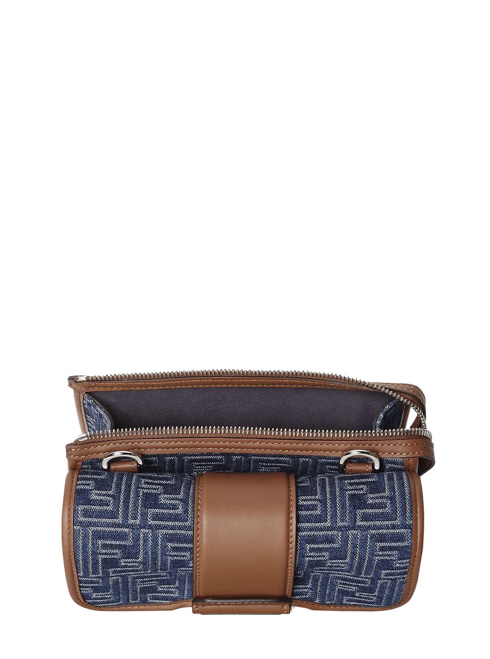 Fendi 'Baguette Double' Blue Crossbody Bag With Magnetic FF Closure And All-Over Motif In Blue Cotton Man Size ONE SIZE - 4 Thumbnail