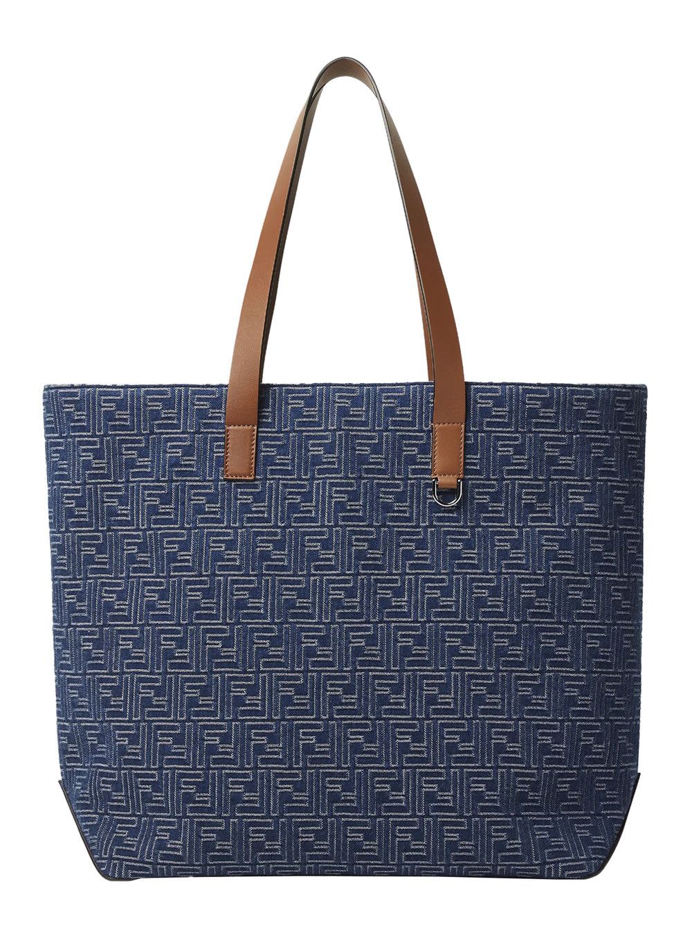 Fendi Blue Shopper With Long Handles And All Over FF Motif In Cotton Man Size ONE SIZE - 3 Thumbnail