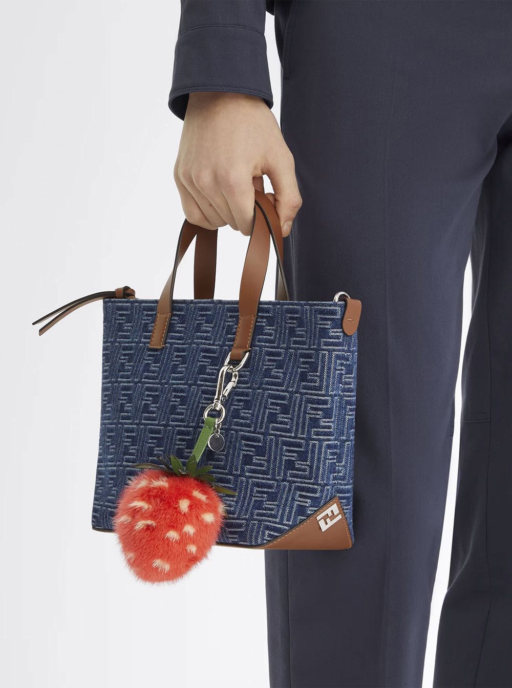 Fendi Blue Shopper With Top Handles And All-Over FF Motif In Cotton Man Size ONE SIZE - 5 Thumbnail