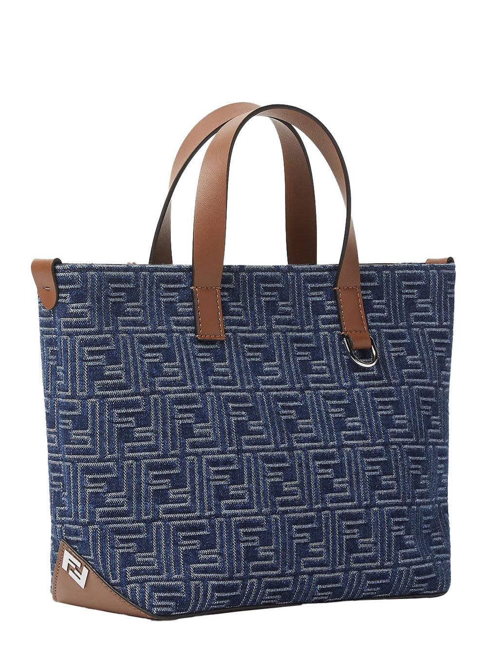 Fendi Blue Shopper With Top Handles And All-Over FF Motif In Cotton Man Size ONE SIZE - 2 Thumbnail