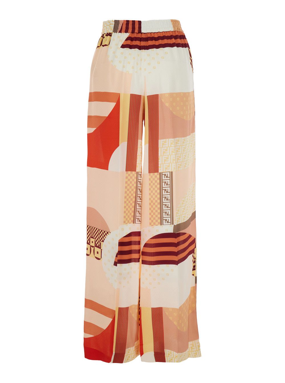 Fendi Multicolor Pants with High Elastic Waist and All-Over Patchwork Print in SIlk Woman Size 28" / US 6 / IT 42 - 2 Thumbnail