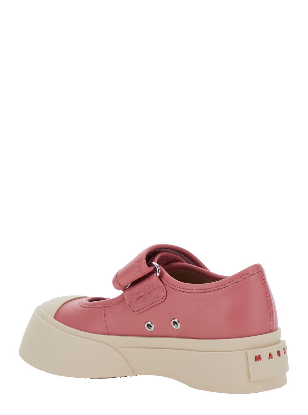 Marni 'Mary Jane' Pink Sandals with Touch-Strap Closure and Logo Patch on the Rear in Leather Woman Size US 7 / IT 37 - 3 Thumbnail