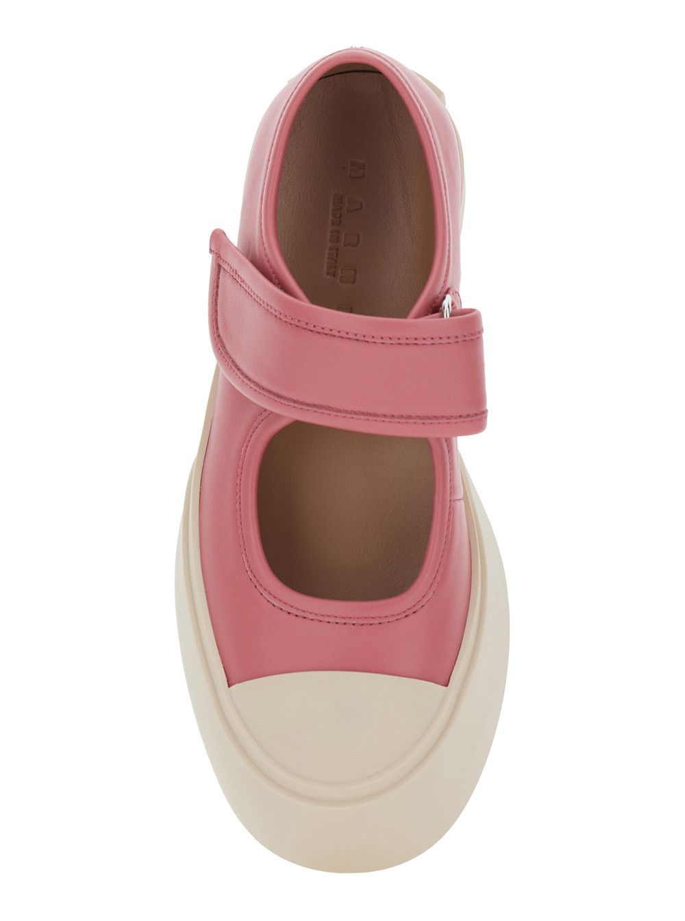 Marni 'Mary Jane' Pink Sandals with Touch-Strap Closure and Logo Patch on the Rear in Leather Woman Size US 7 / IT 37 - 4 Thumbnail