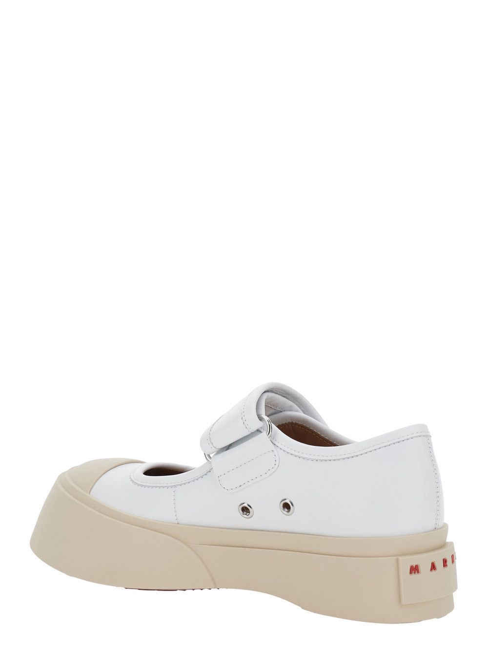 Marni 'Mary Jane' White Sandals with Touch-Strap Closure and Logo Patch on the Rear in Leather Woman Size US 9 / IT 39 - 3 Thumbnail