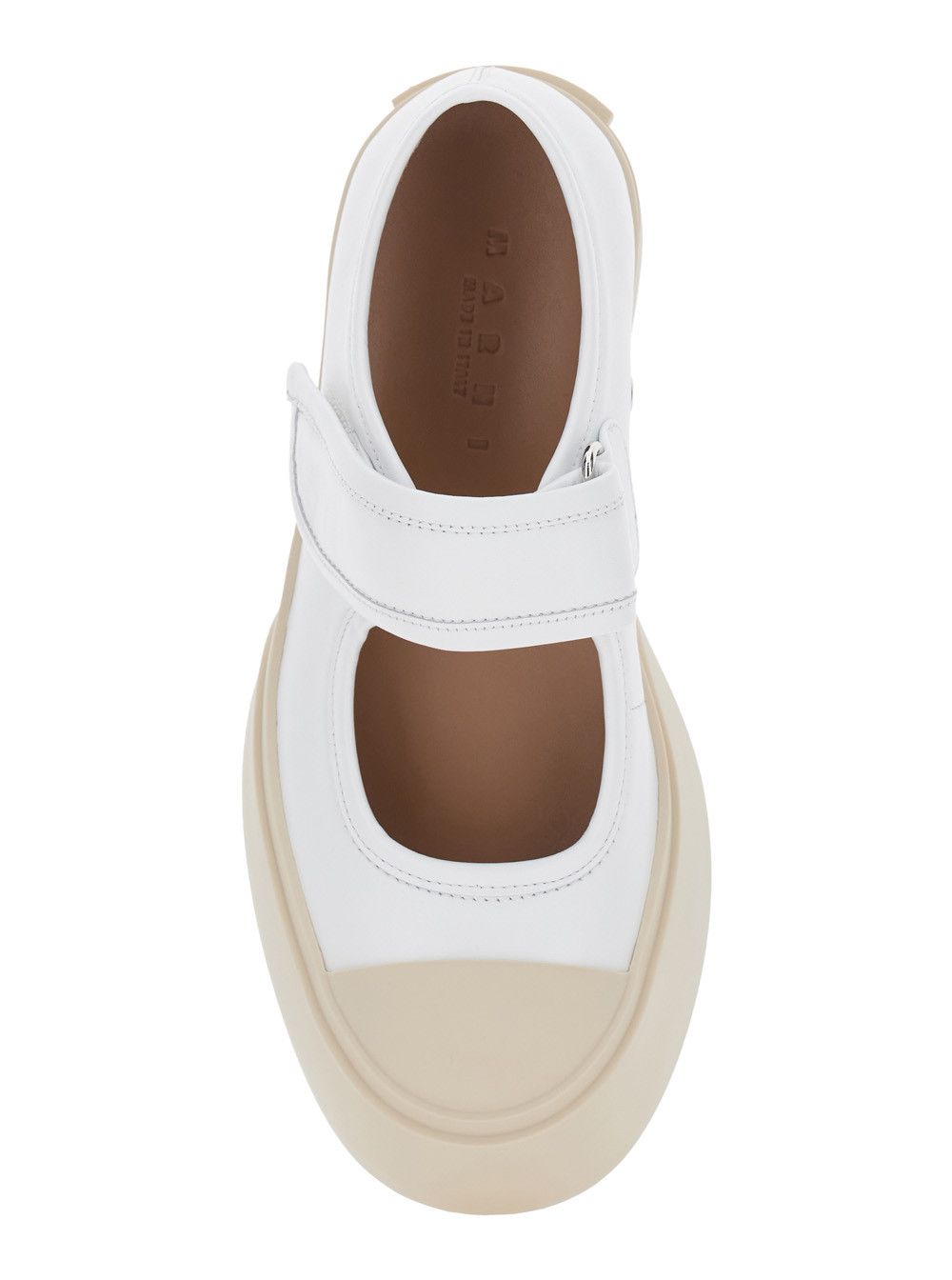 Marni 'Mary Jane' White Sandals with Touch-Strap Closure and Logo Patch on the Rear in Leather Woman Size US 9 / IT 39 - 4 Thumbnail